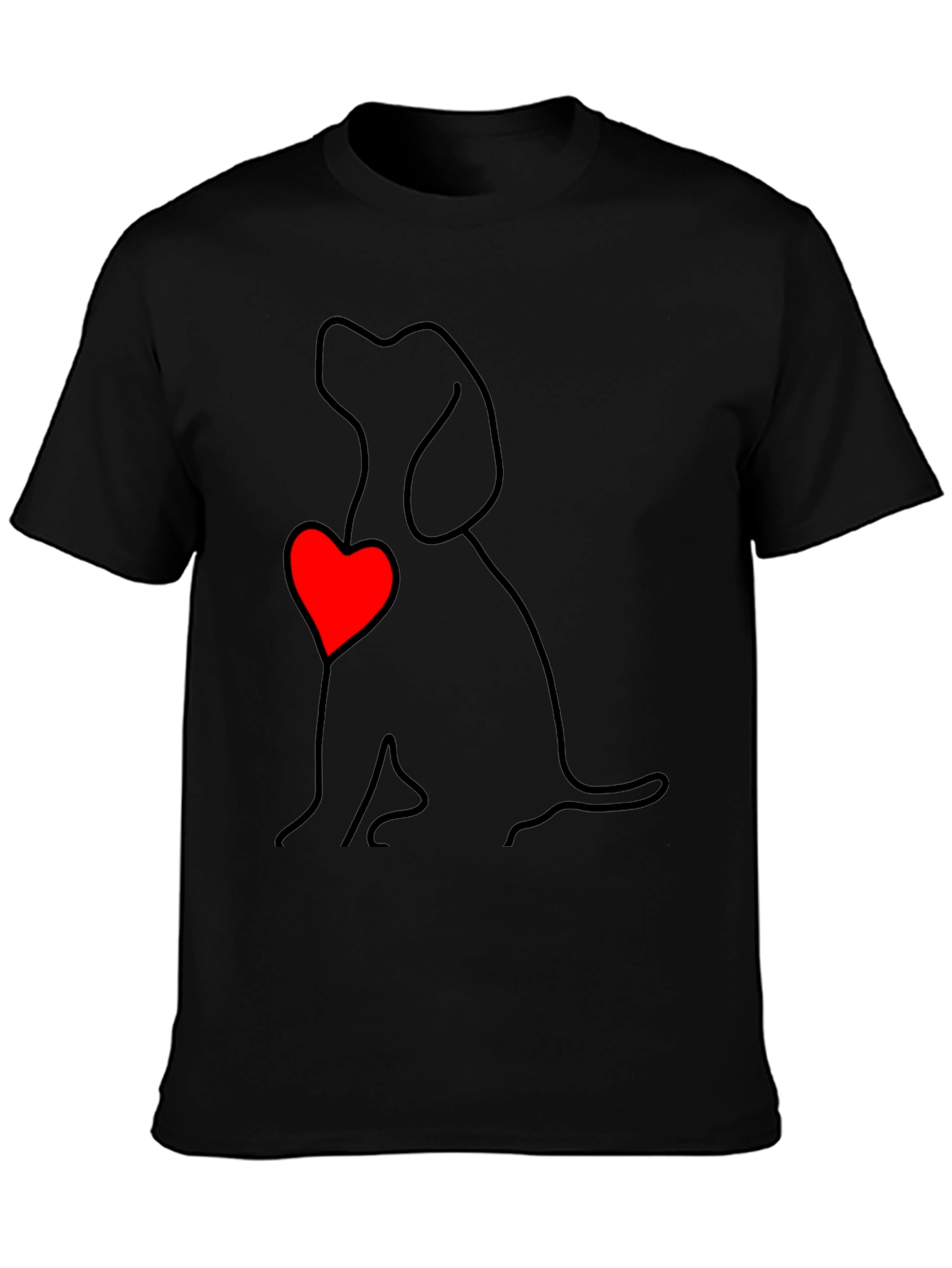 Dog Love Outline T-Shirt - Heart Graphic Tee