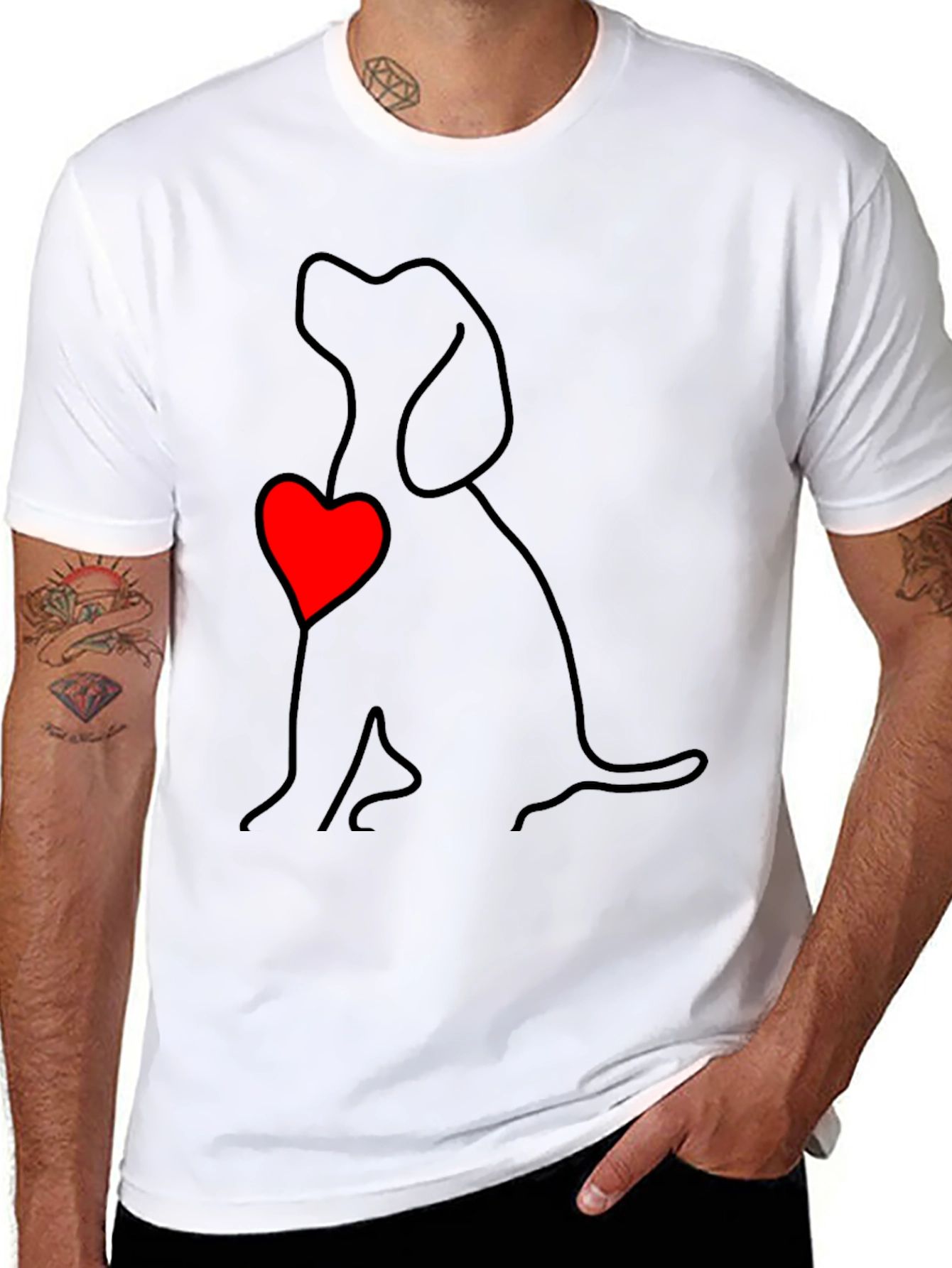Dog Love Outline T-Shirt - Heart Graphic Tee