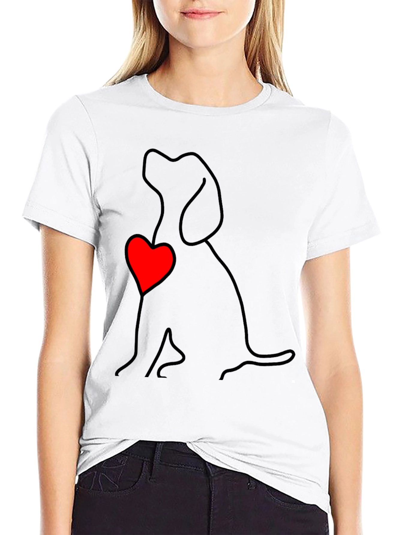 Dog Love Outline T-Shirt - Heart Graphic Tee