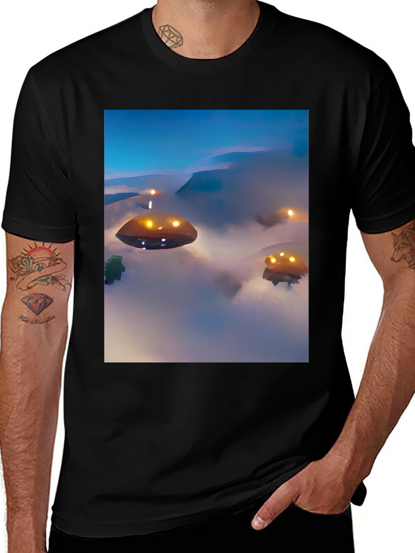 UFO Graphic Black T-Shirt