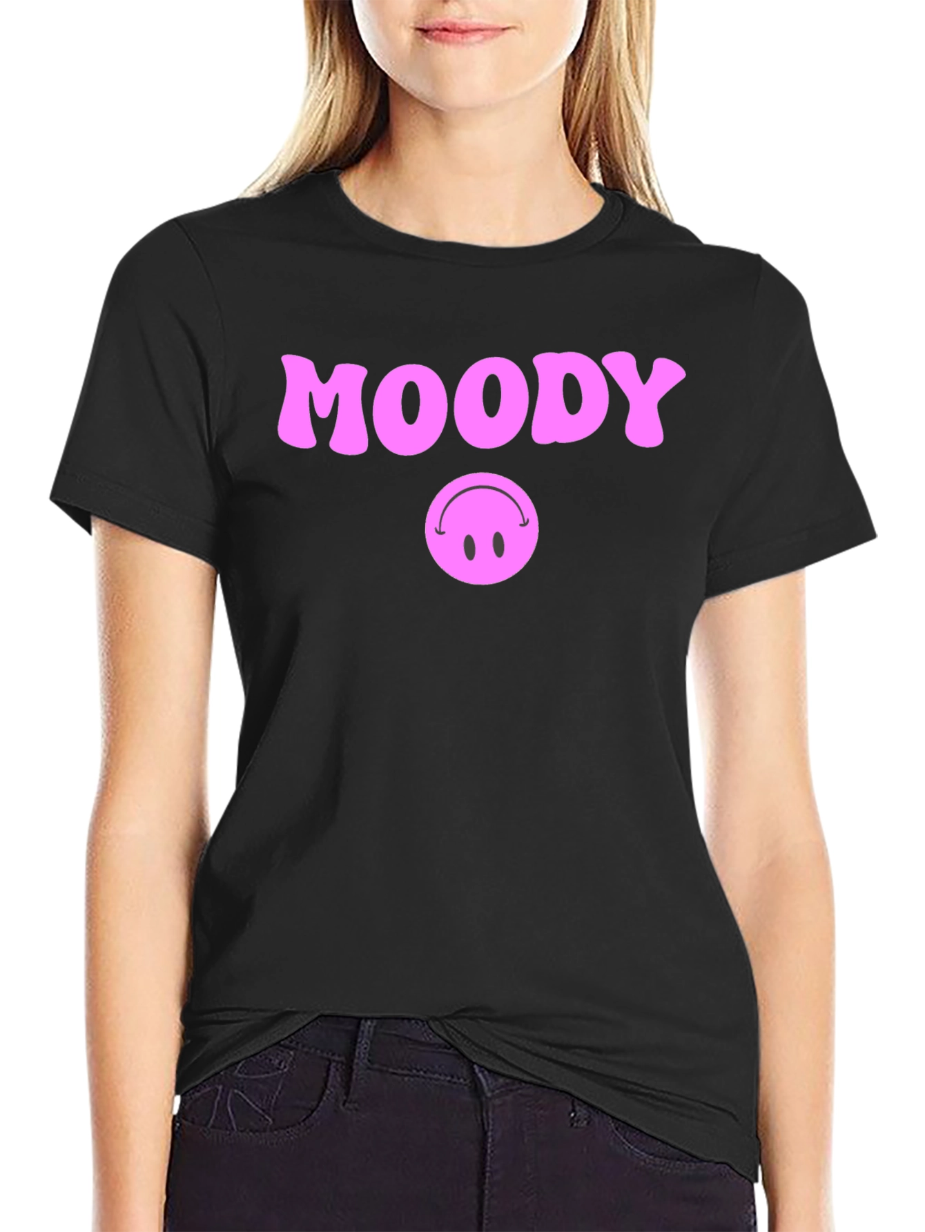 Moody Graphic T-Shirt - Black Cotton Blend
