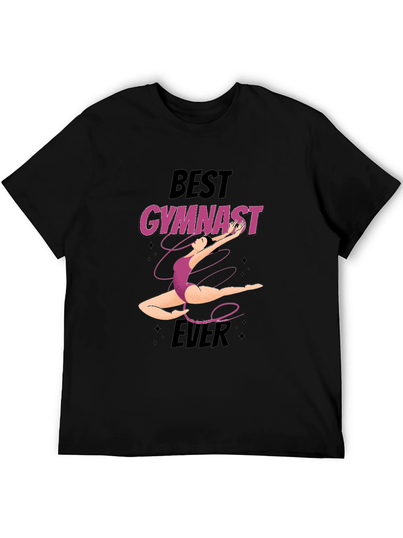 Best Gymnast Ever Graphic T-Shirt - Black Cotton Tee