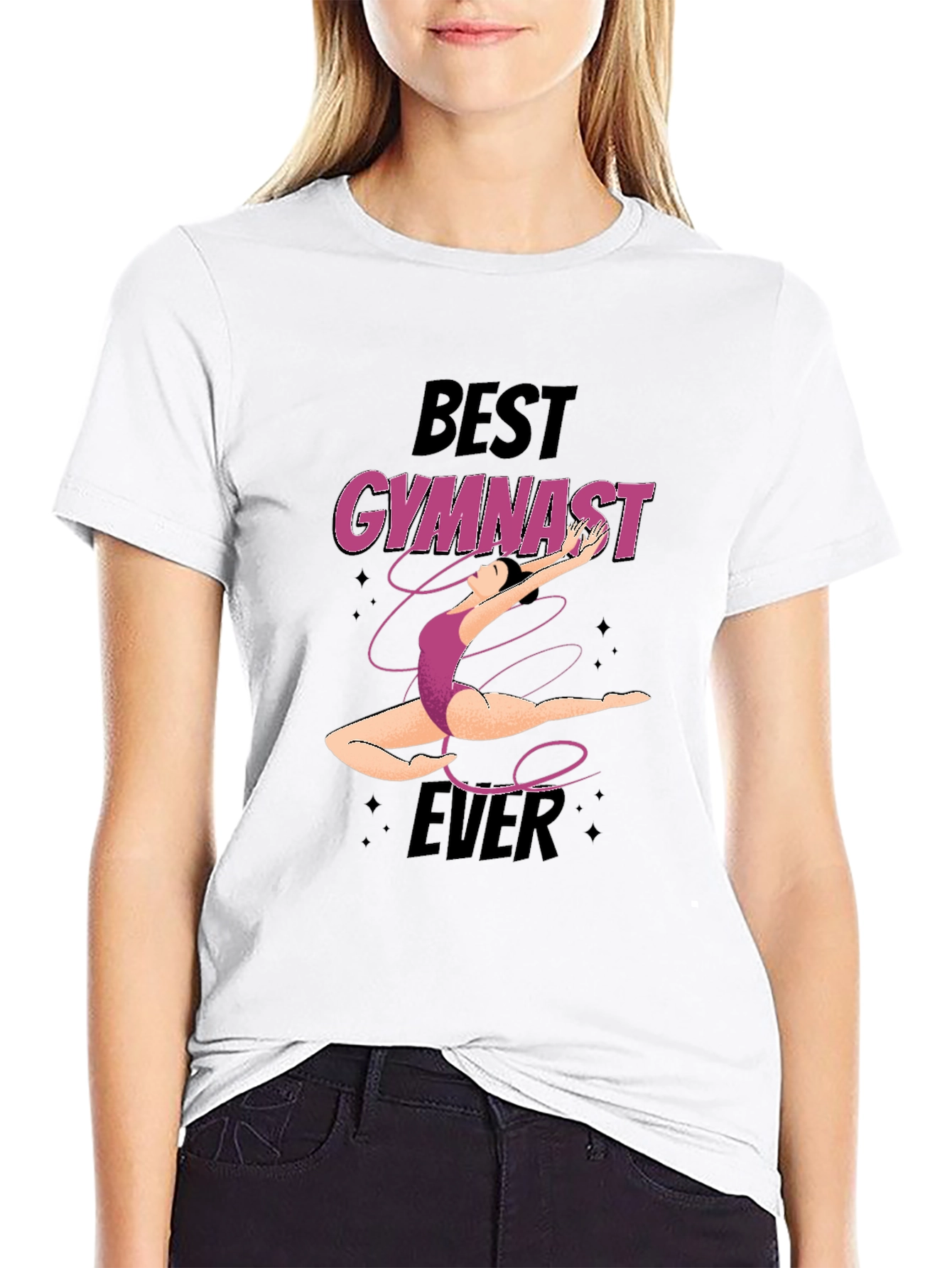 Best Gymnast Ever Graphic T-Shirt - Black Cotton Tee