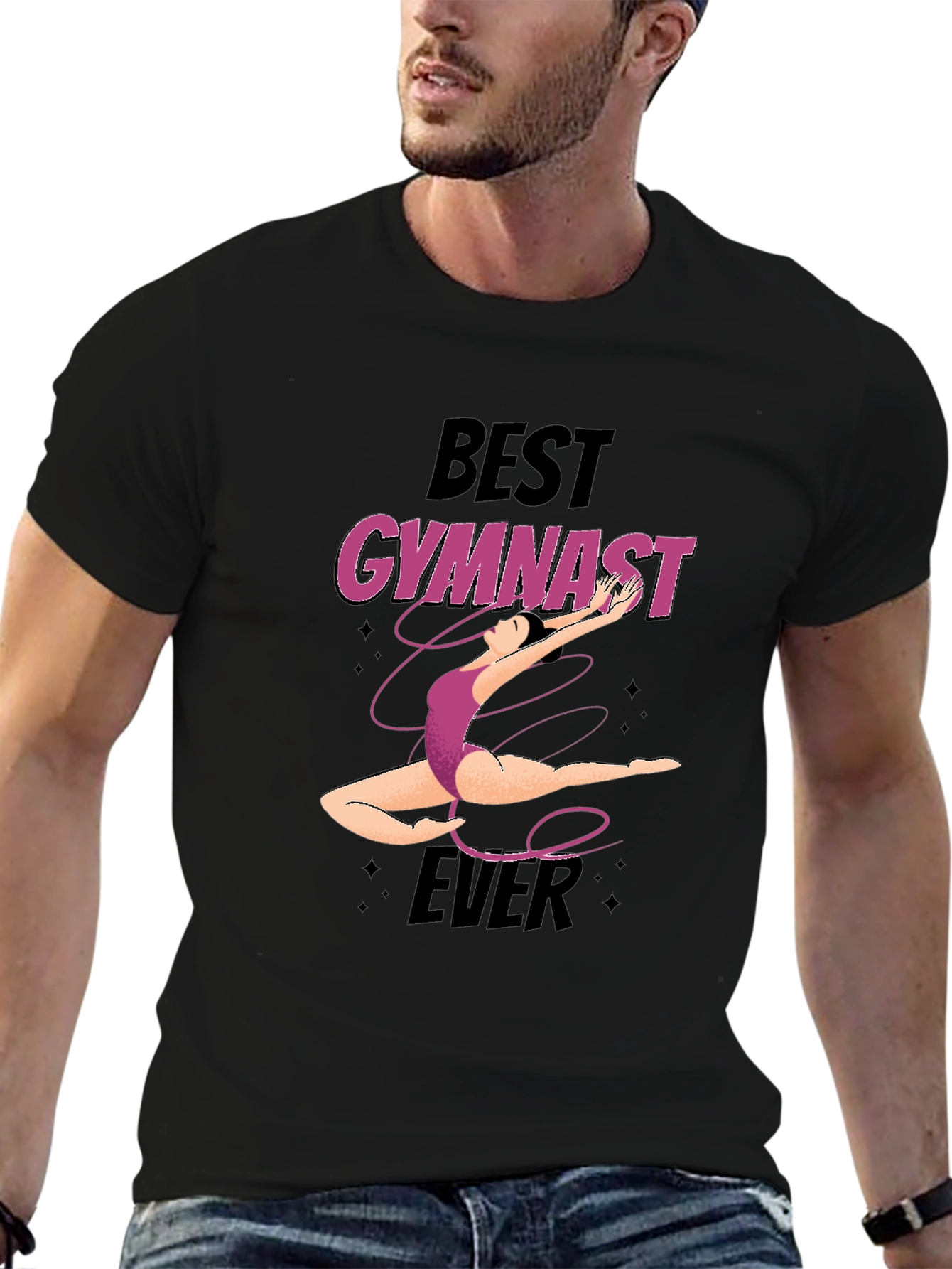 Best Gymnast Ever Graphic T-Shirt - Black Cotton Tee