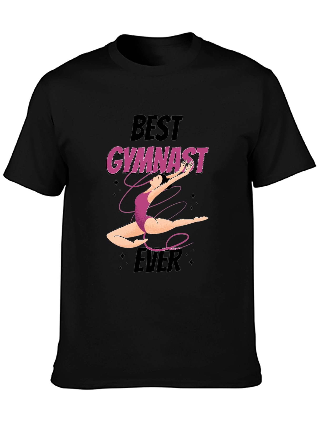 Best Gymnast Ever Graphic T-Shirt - Black Cotton Tee