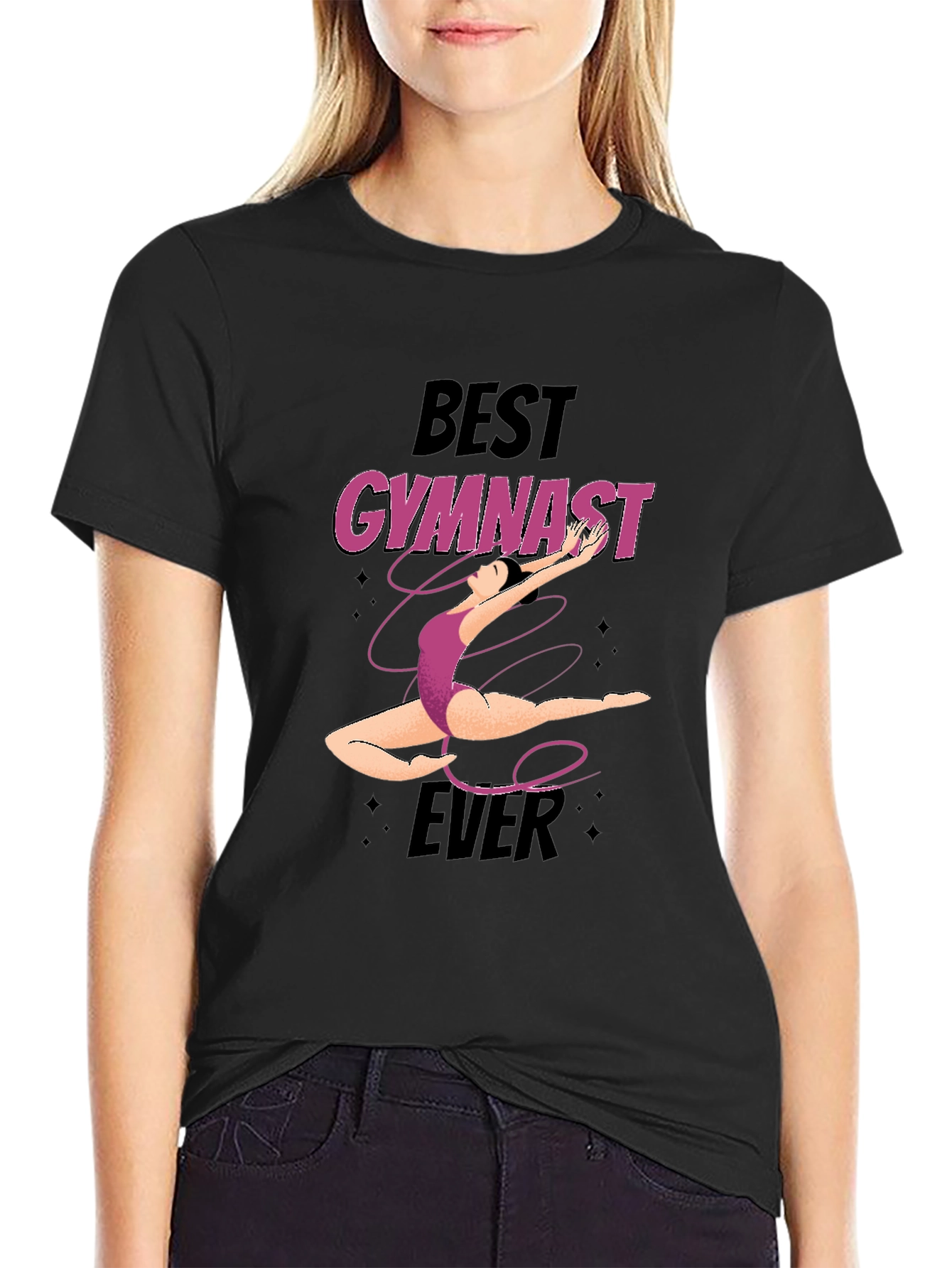 Best Gymnast Ever Graphic T-Shirt - Black Cotton Tee