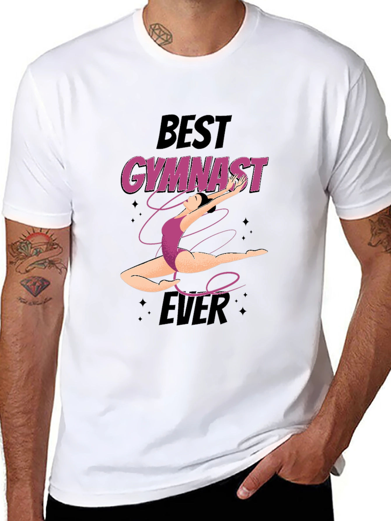 Best Gymnast Ever Graphic T-Shirt - Black Cotton Tee