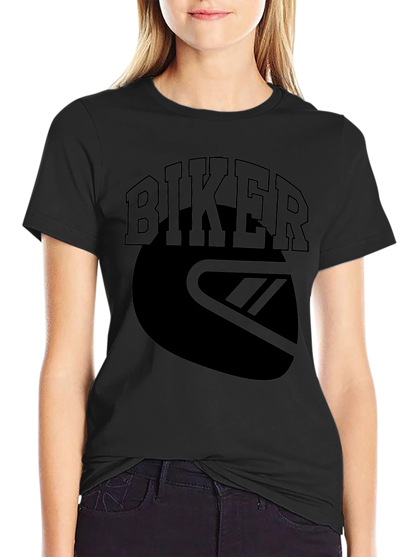 Biker Graphic Tee - Motorcycle Helmet Design