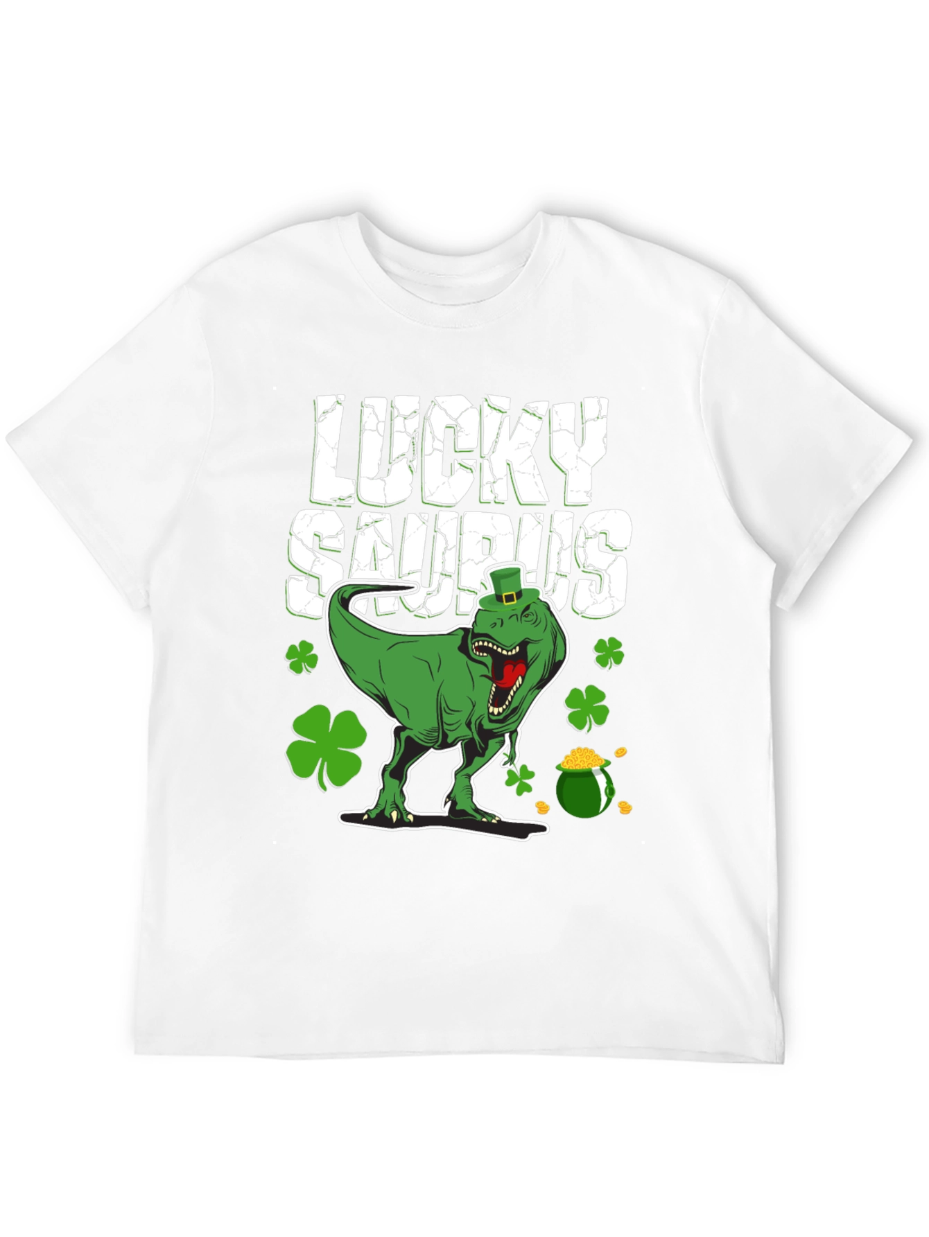 Lucky Saurus T-Shirt - St. Patricks Day Dinosaur Tee