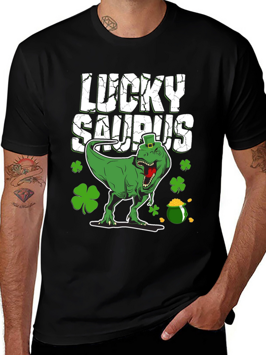 Lucky Saurus T-Shirt - St. Patricks Day Dinosaur Tee