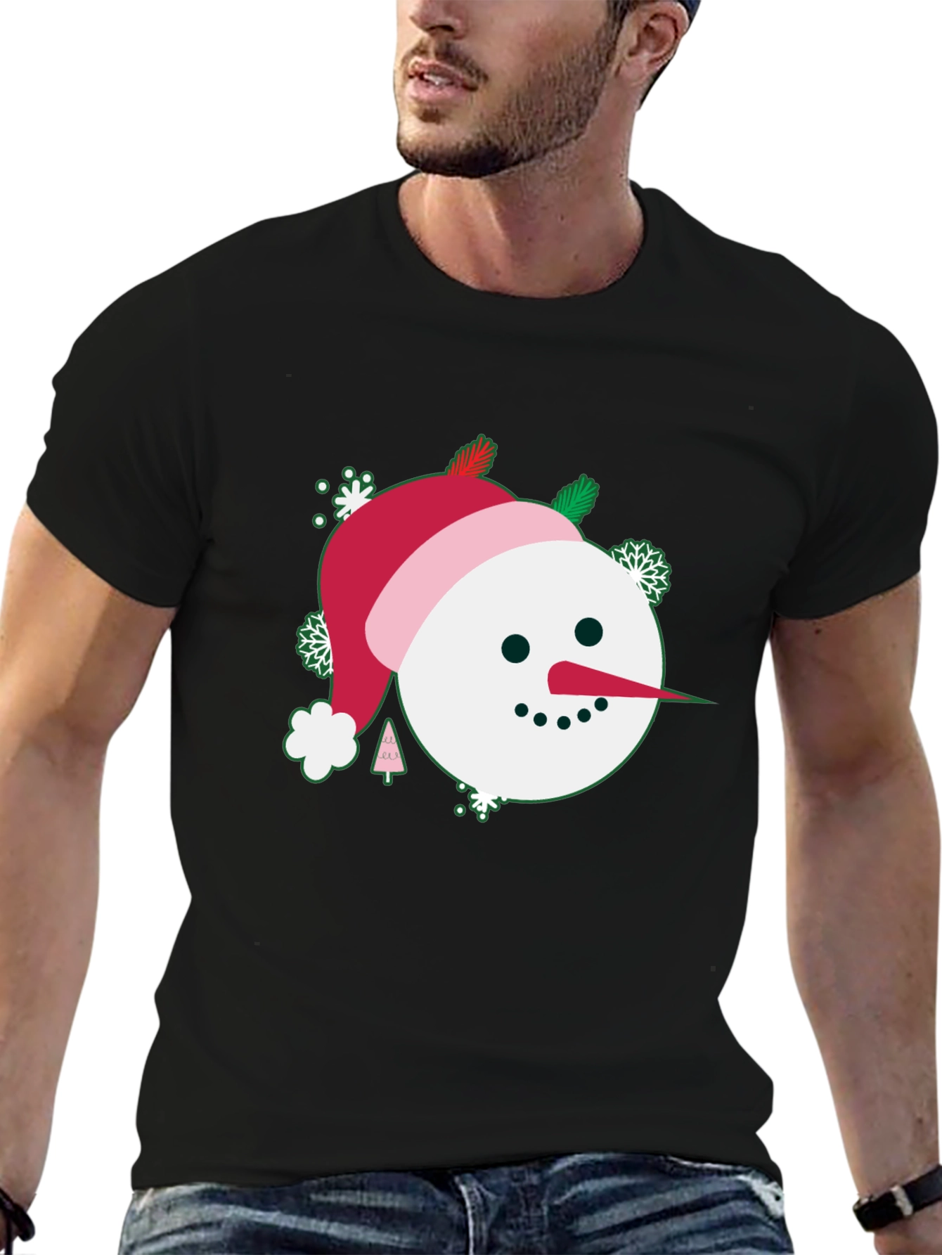 Festive Snowman Graphic Tee - Holiday Cheer