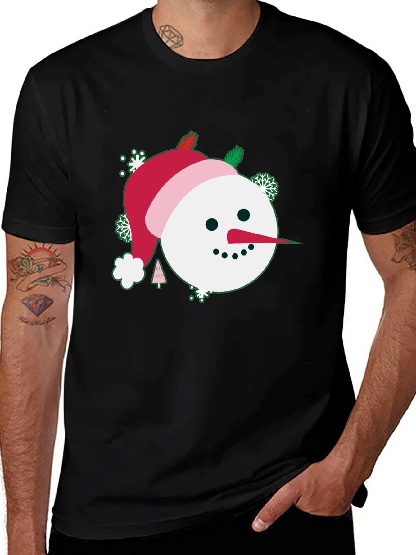 Festive Snowman Graphic Tee - Holiday Cheer