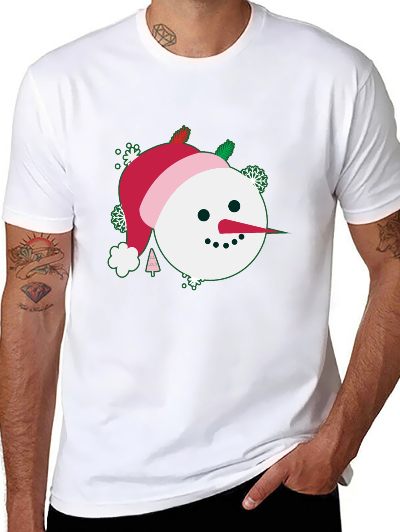 Festive Snowman Graphic Tee - Holiday Cheer