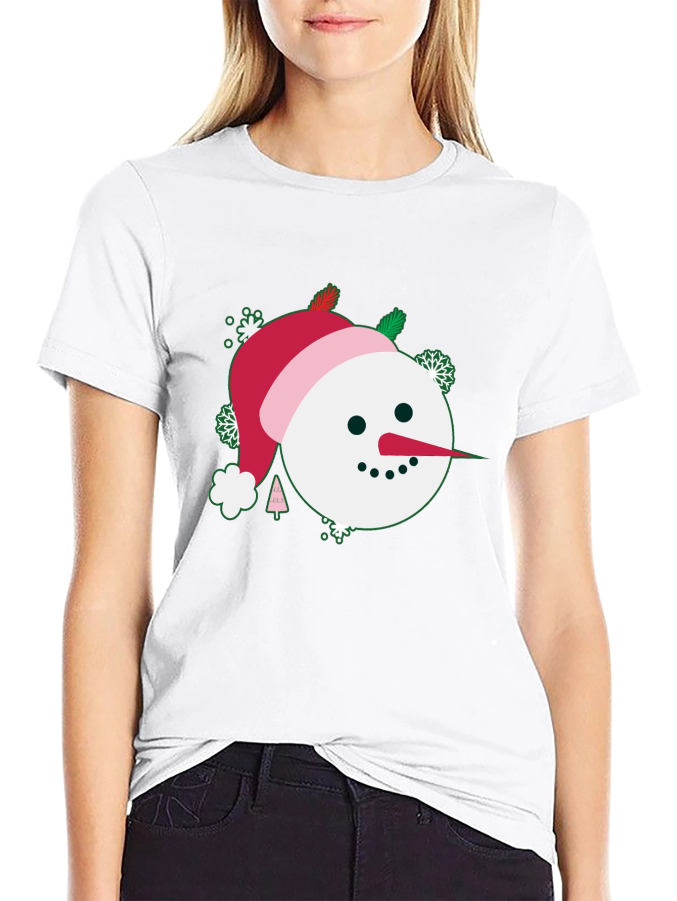 Festive Snowman Graphic Tee - Holiday Cheer