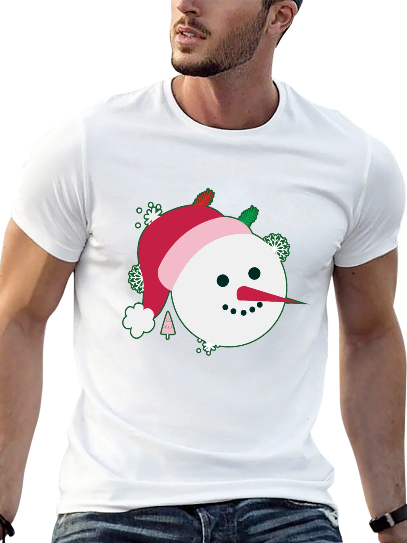 Festive Snowman Graphic Tee - Holiday Cheer