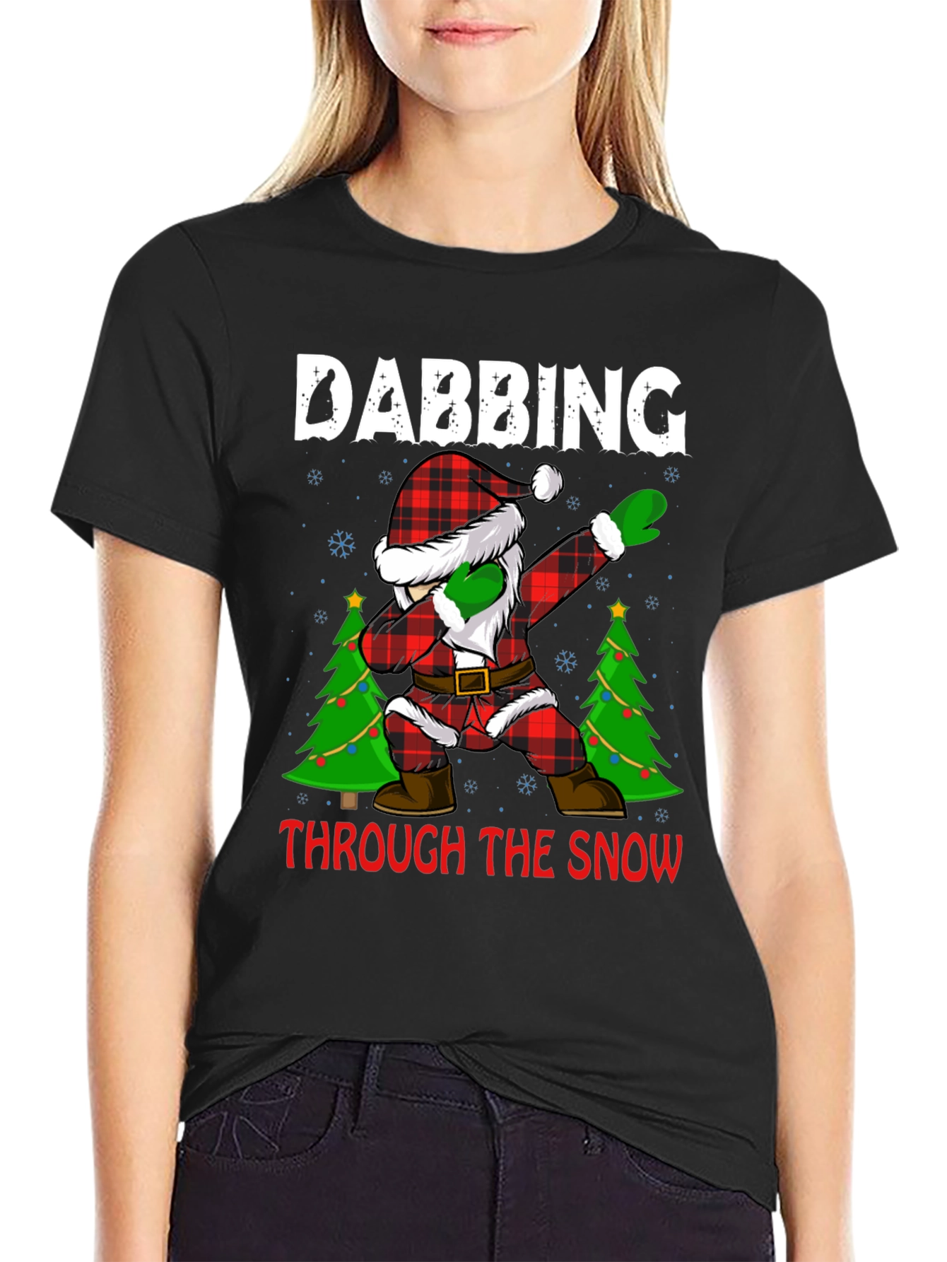 Dabbing Santa Through The Snow Christmas Tee