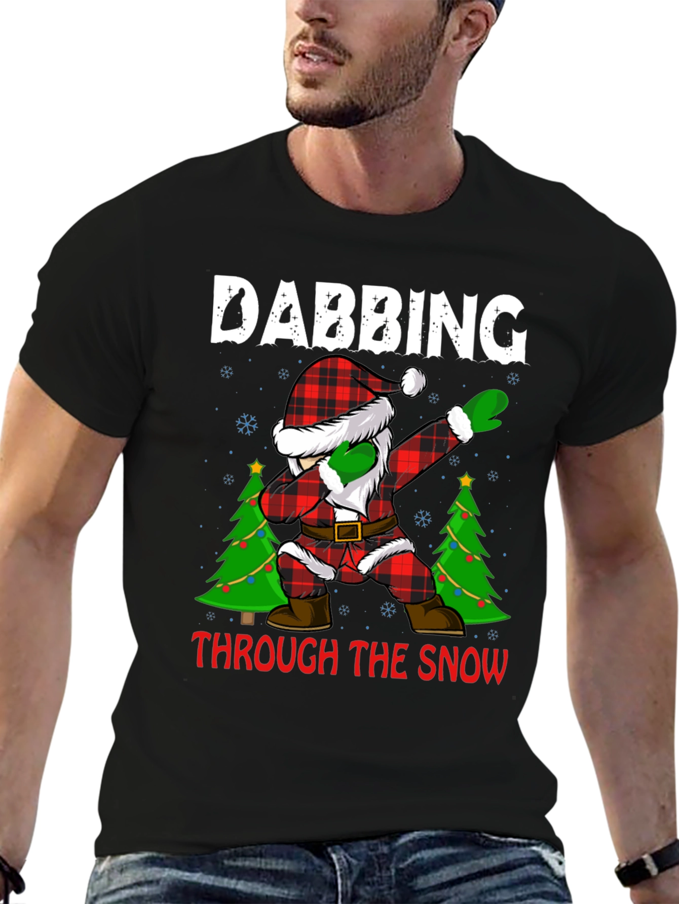 Dabbing Santa Through The Snow Christmas Tee