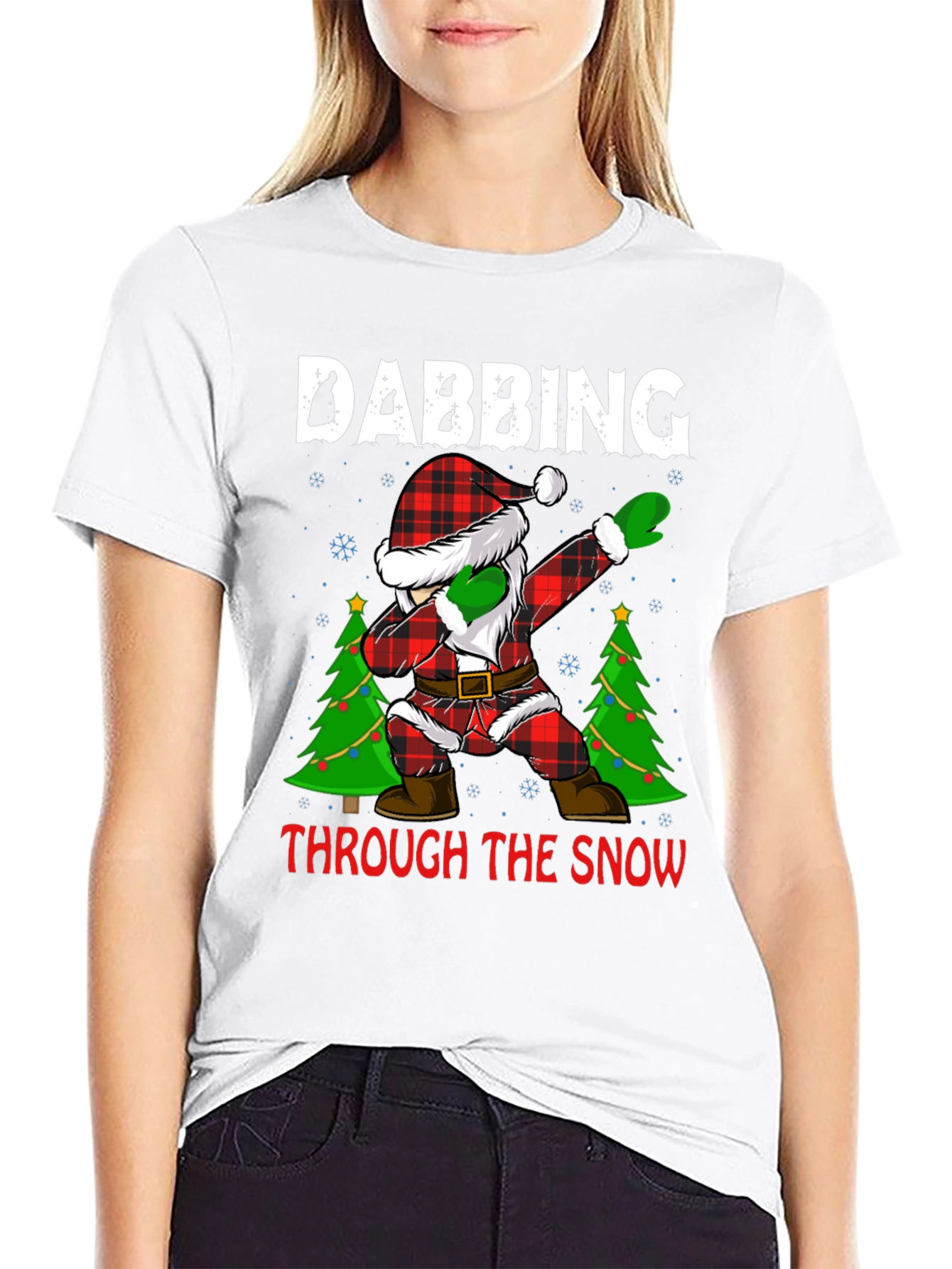 Dabbing Santa Through The Snow Christmas Tee