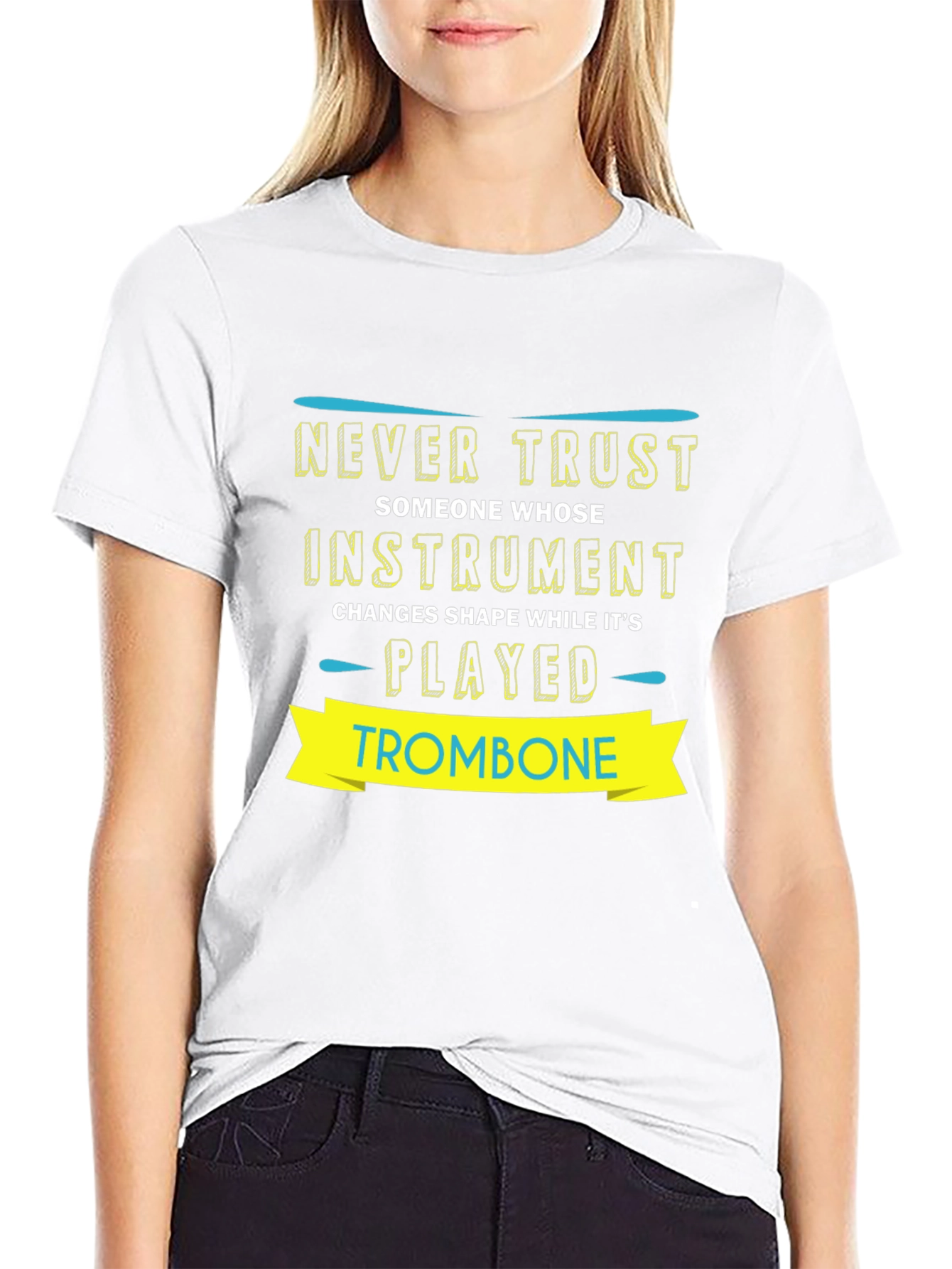 Never Trust Trombone Player T-Shirt Funny Band Geek Tee