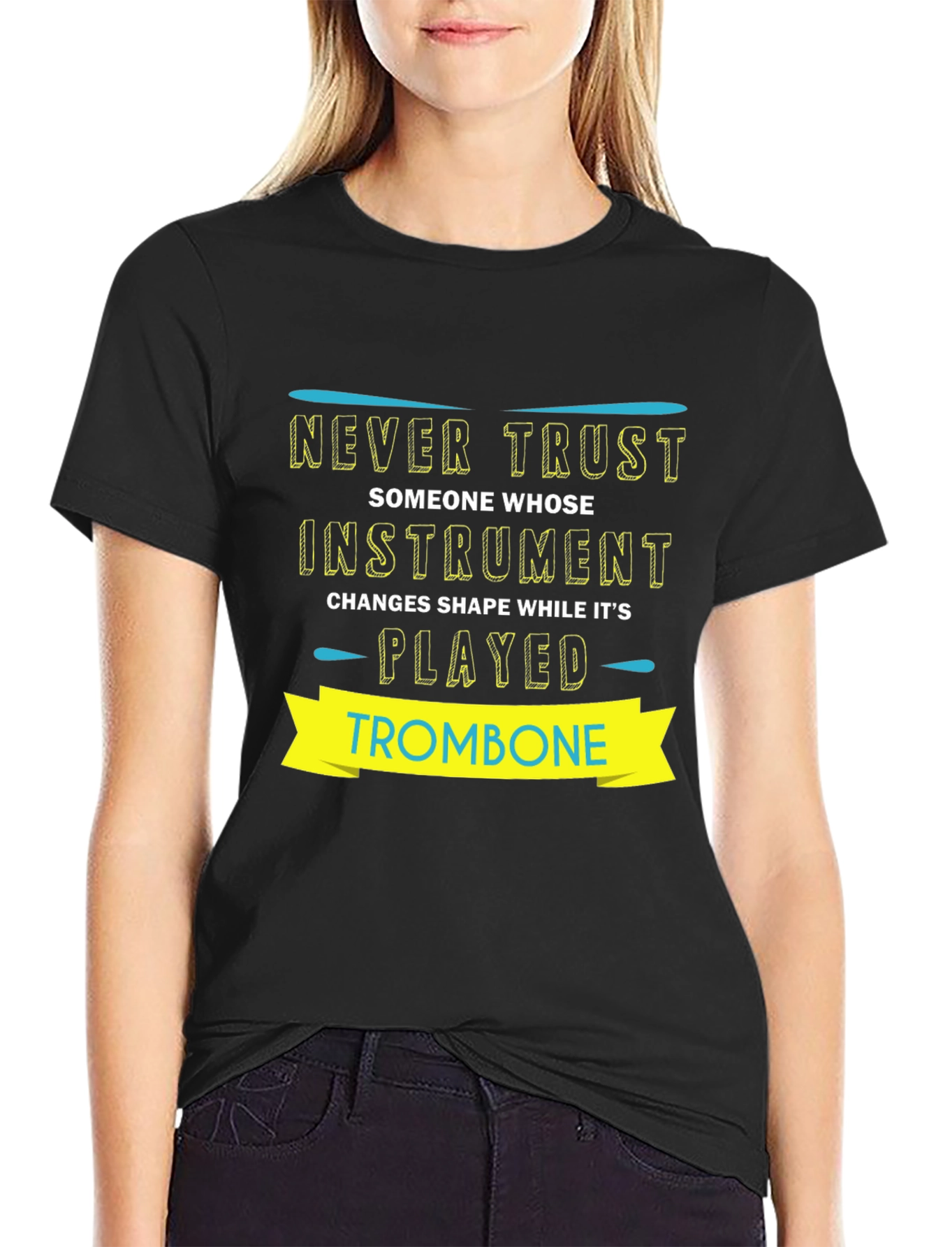 Never Trust Trombone Player T-Shirt Funny Band Geek Tee