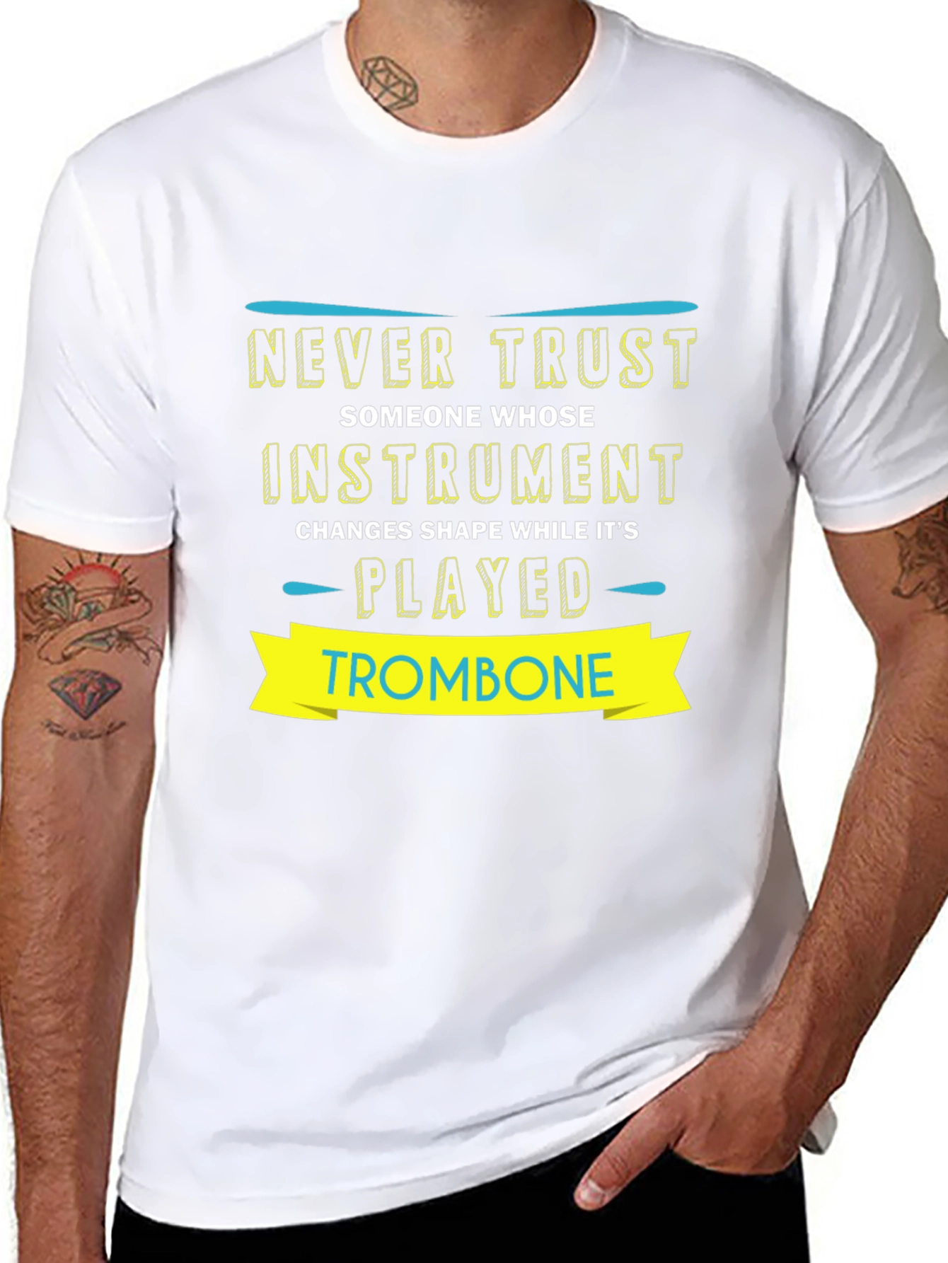 Never Trust Trombone Player T-Shirt Funny Band Geek Tee