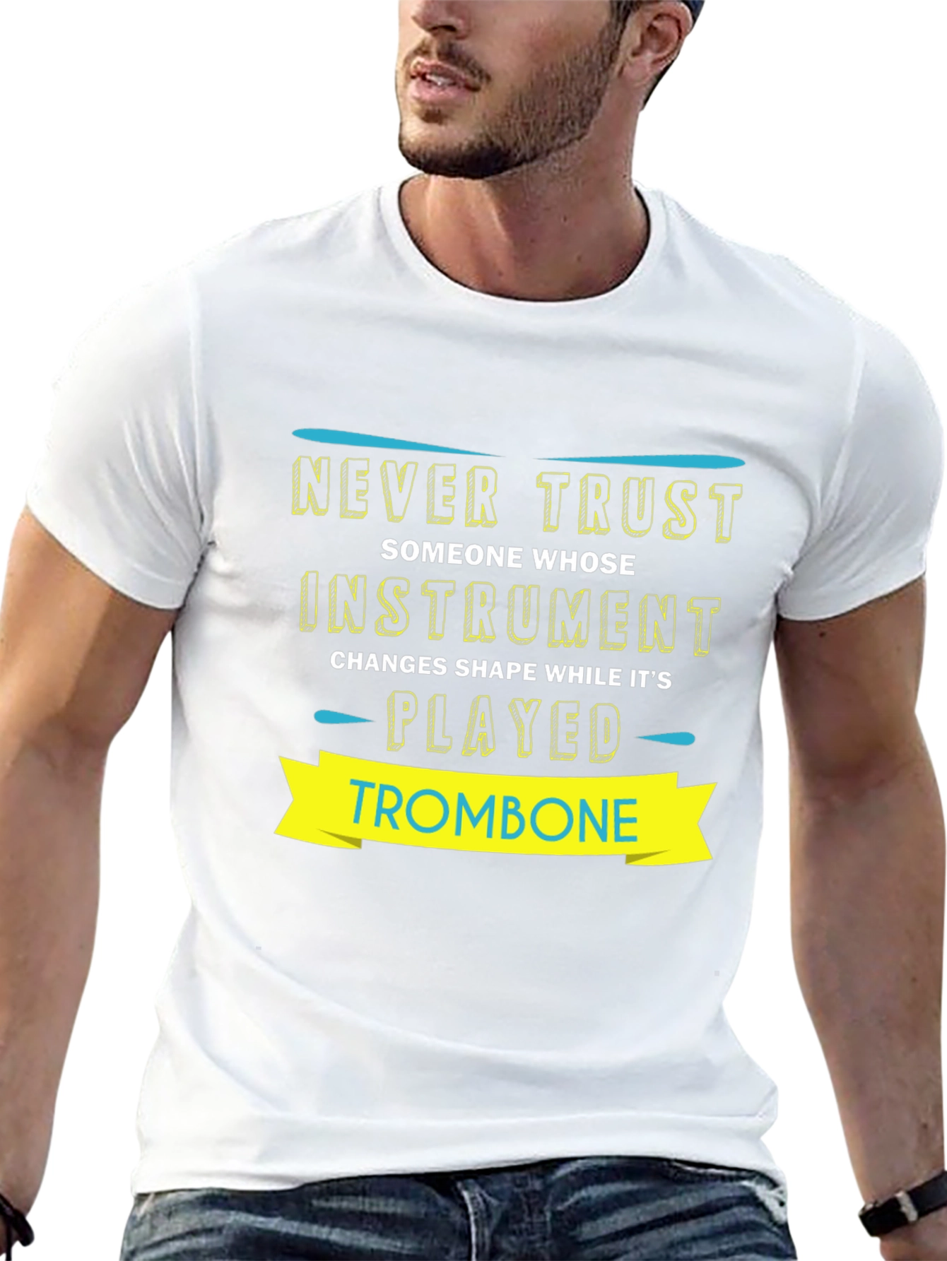 Never Trust Trombone Player T-Shirt Funny Band Geek Tee