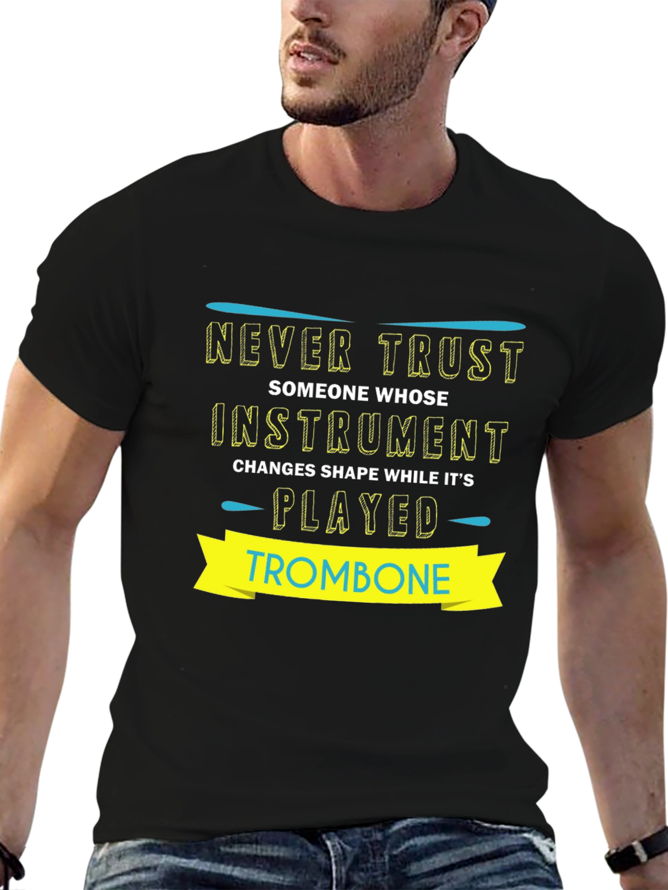 Never Trust Trombone Player T-Shirt Funny Band Geek Tee