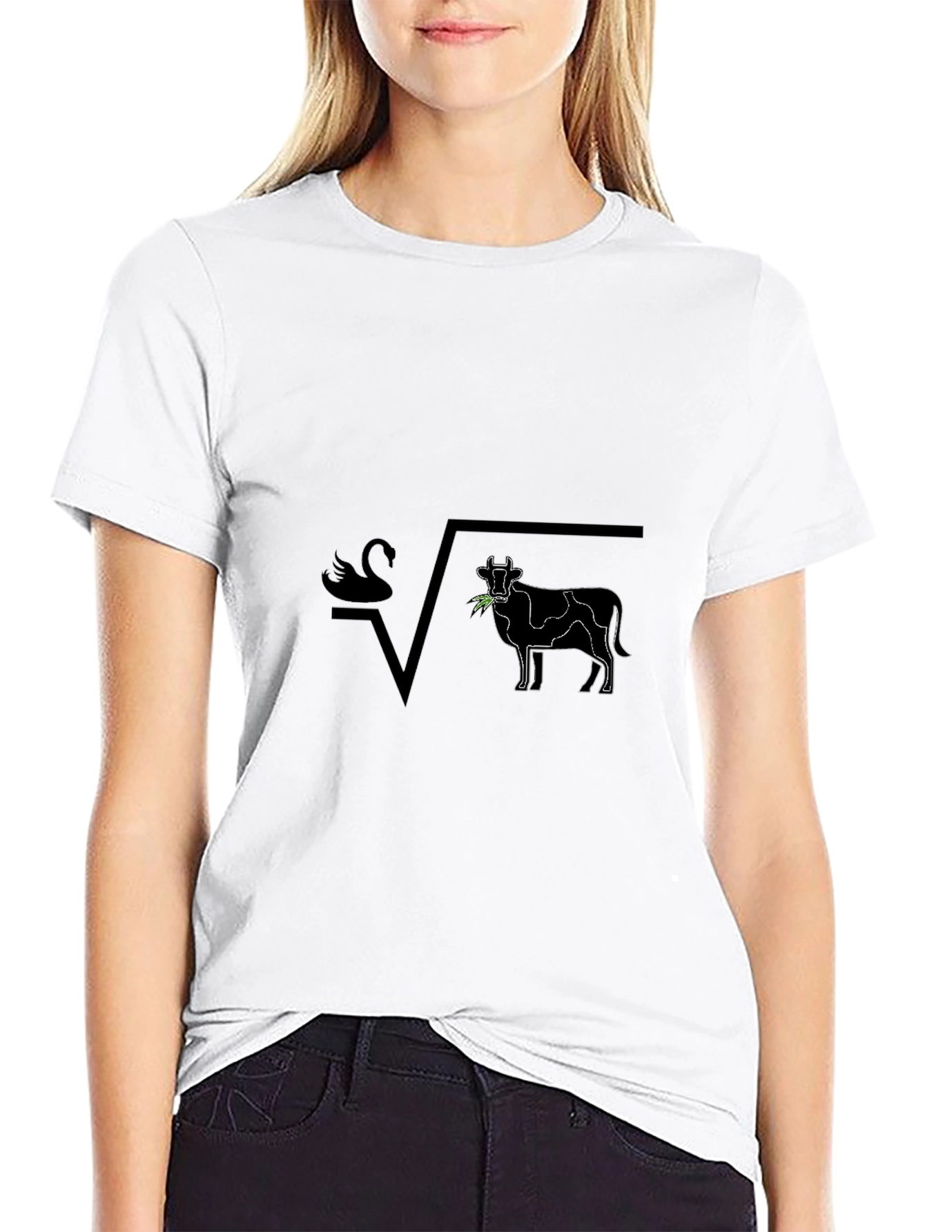 Swan + Cow = Funny Math Pun Black T-Shirt