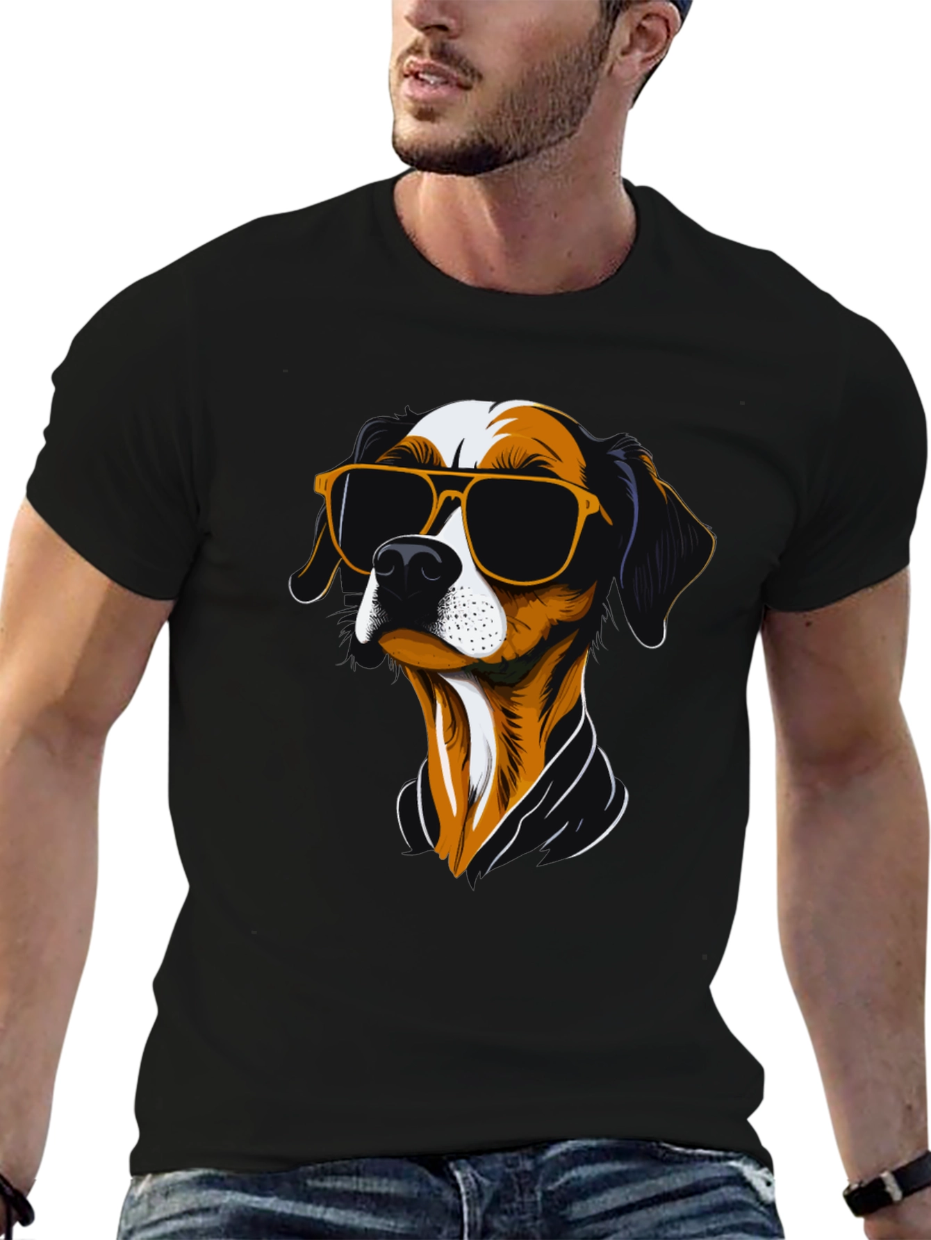 Cool Dog Graphic T-Shirt - Mens Black Tee