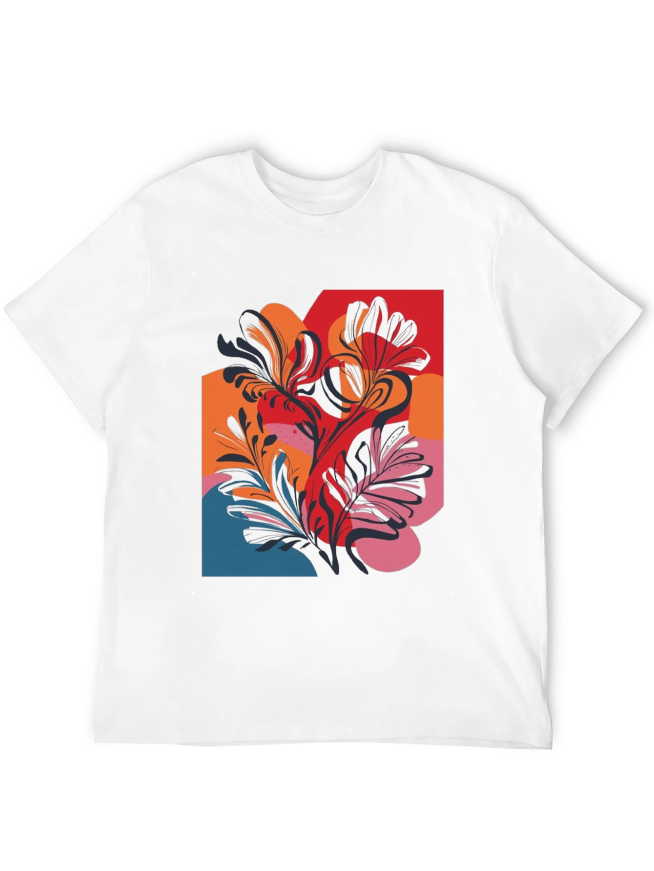Floral Abstract Graphic Black T-Shirt