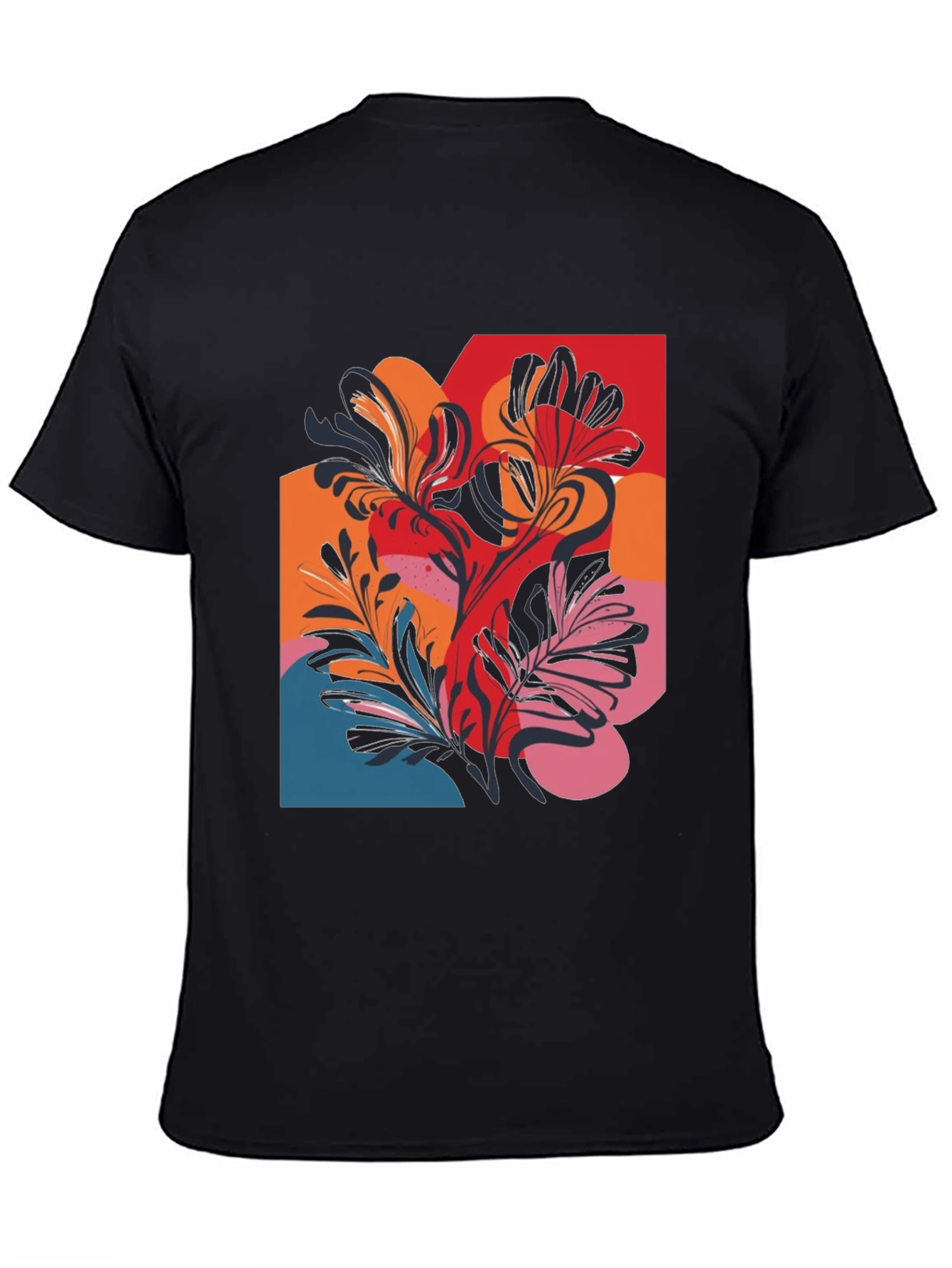 Floral Abstract Graphic Black T-Shirt