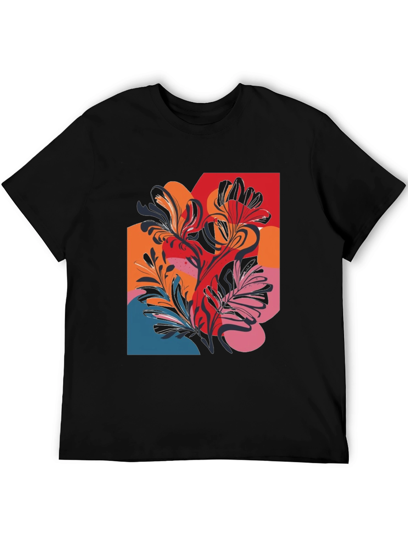 Floral Abstract Graphic Black T-Shirt