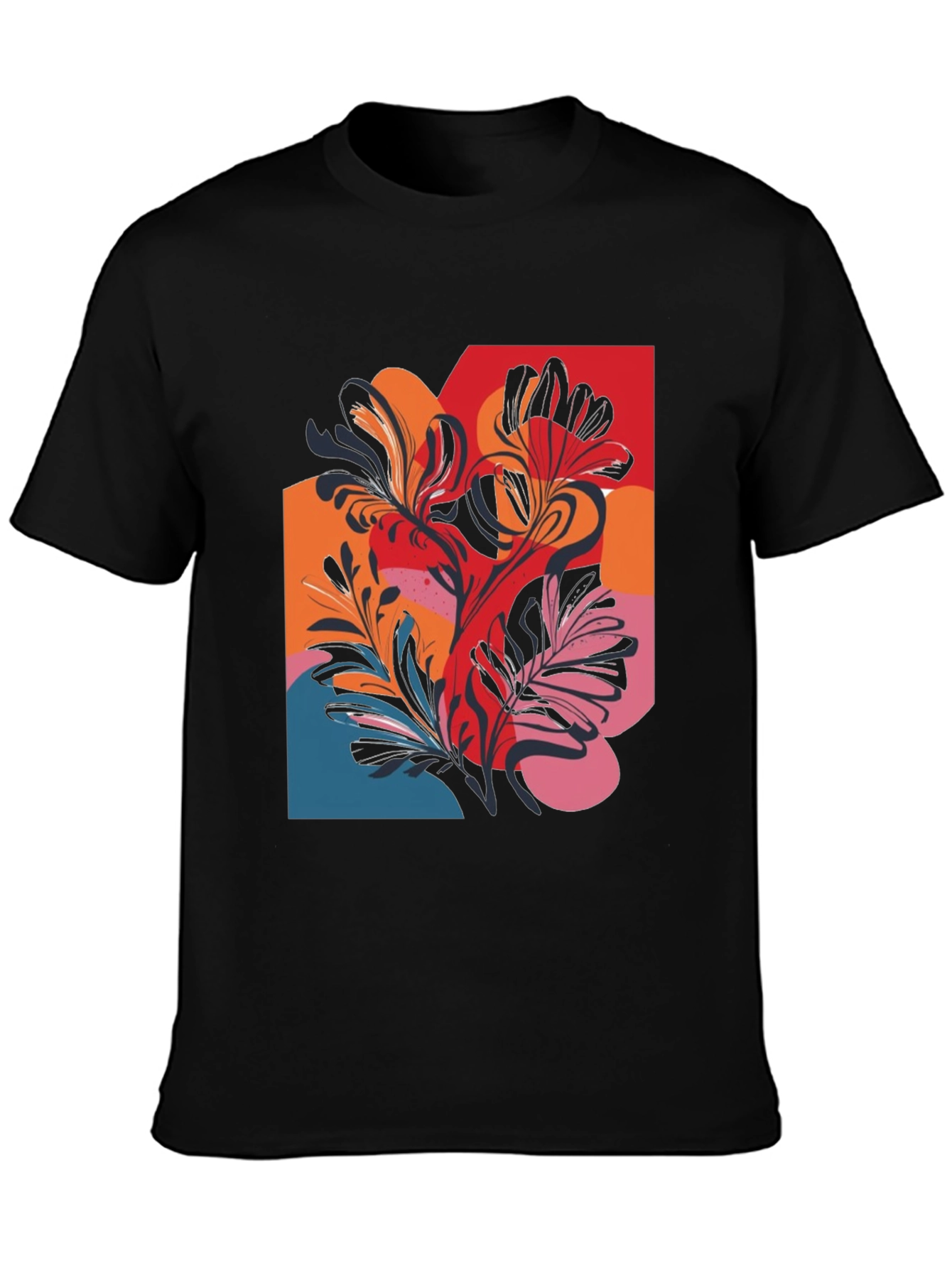 Floral Abstract Graphic Black T-Shirt
