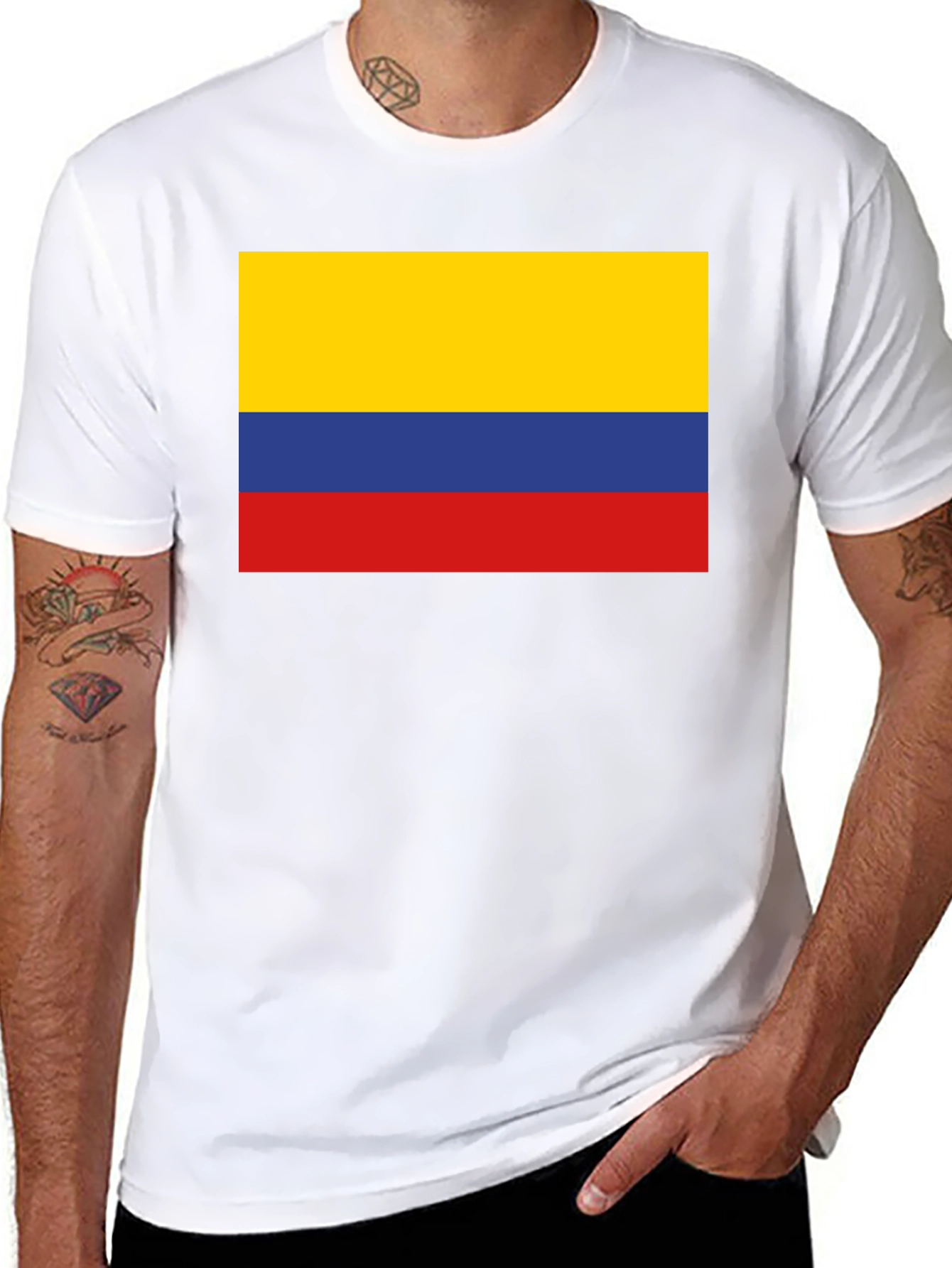 Colombia Flag Graphic Tee - Black Cotton T-Shirt