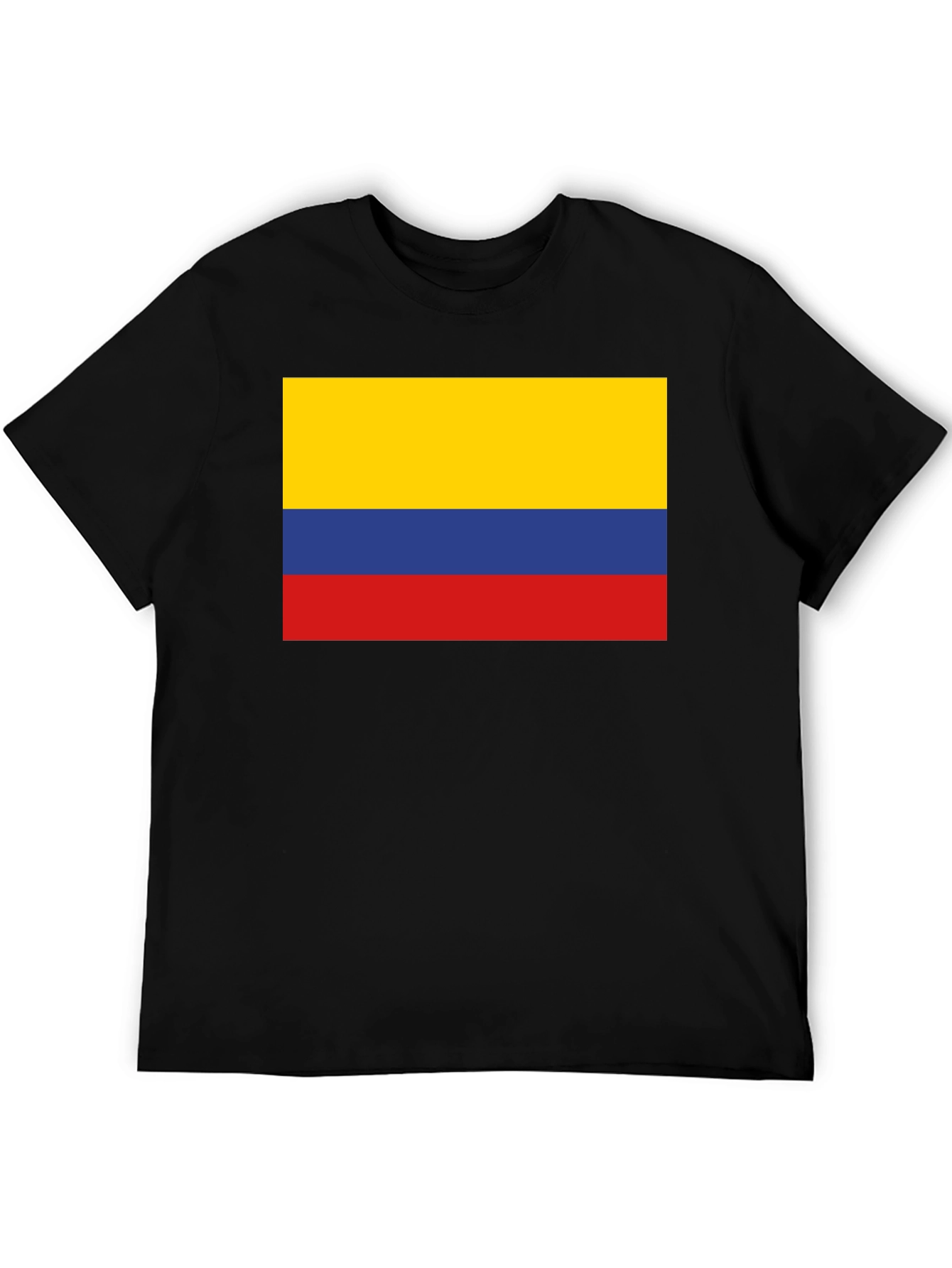 Colombia Flag Graphic Tee - Black Cotton T-Shirt