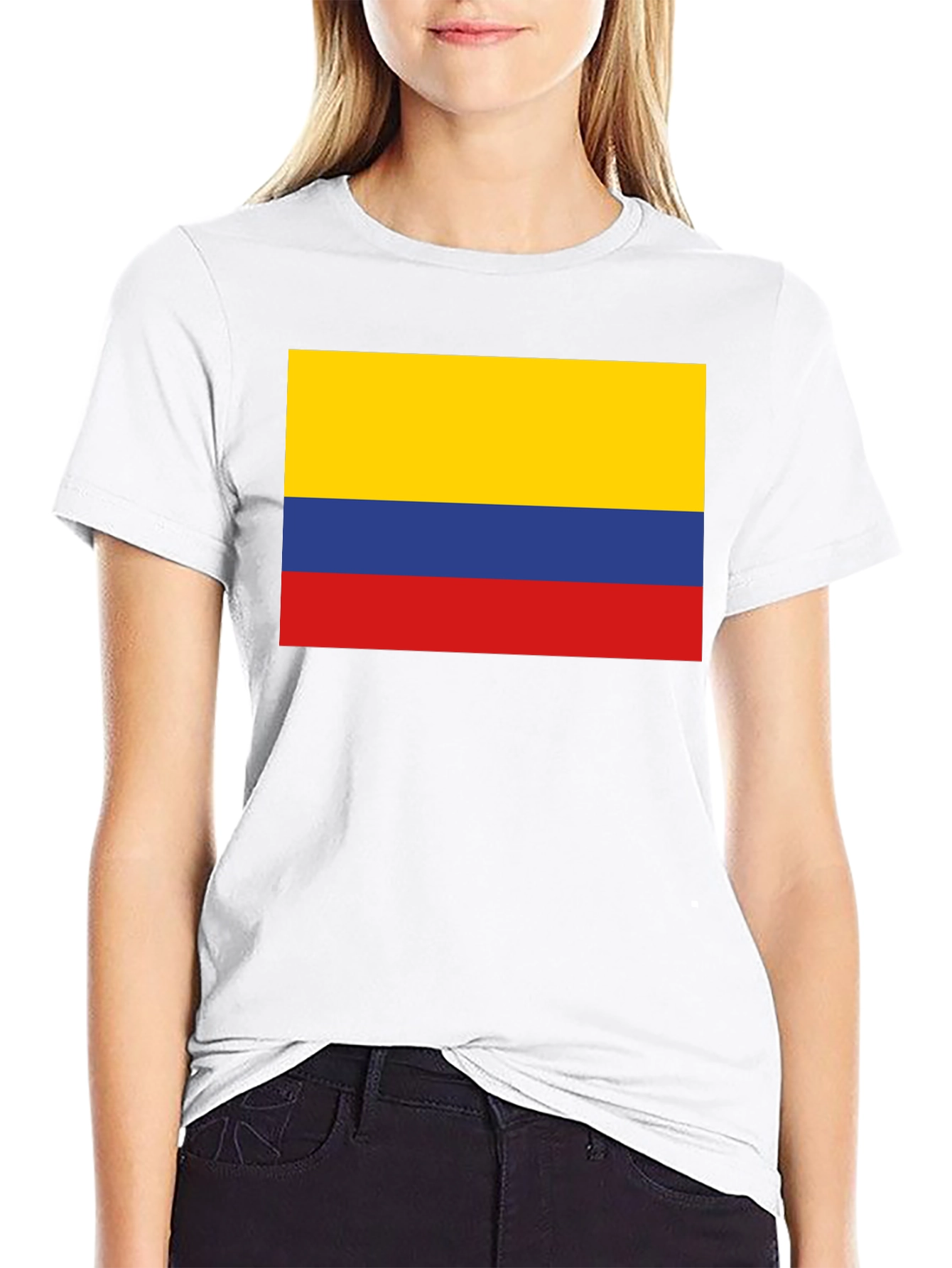 Colombia Flag Graphic Tee - Black Cotton T-Shirt