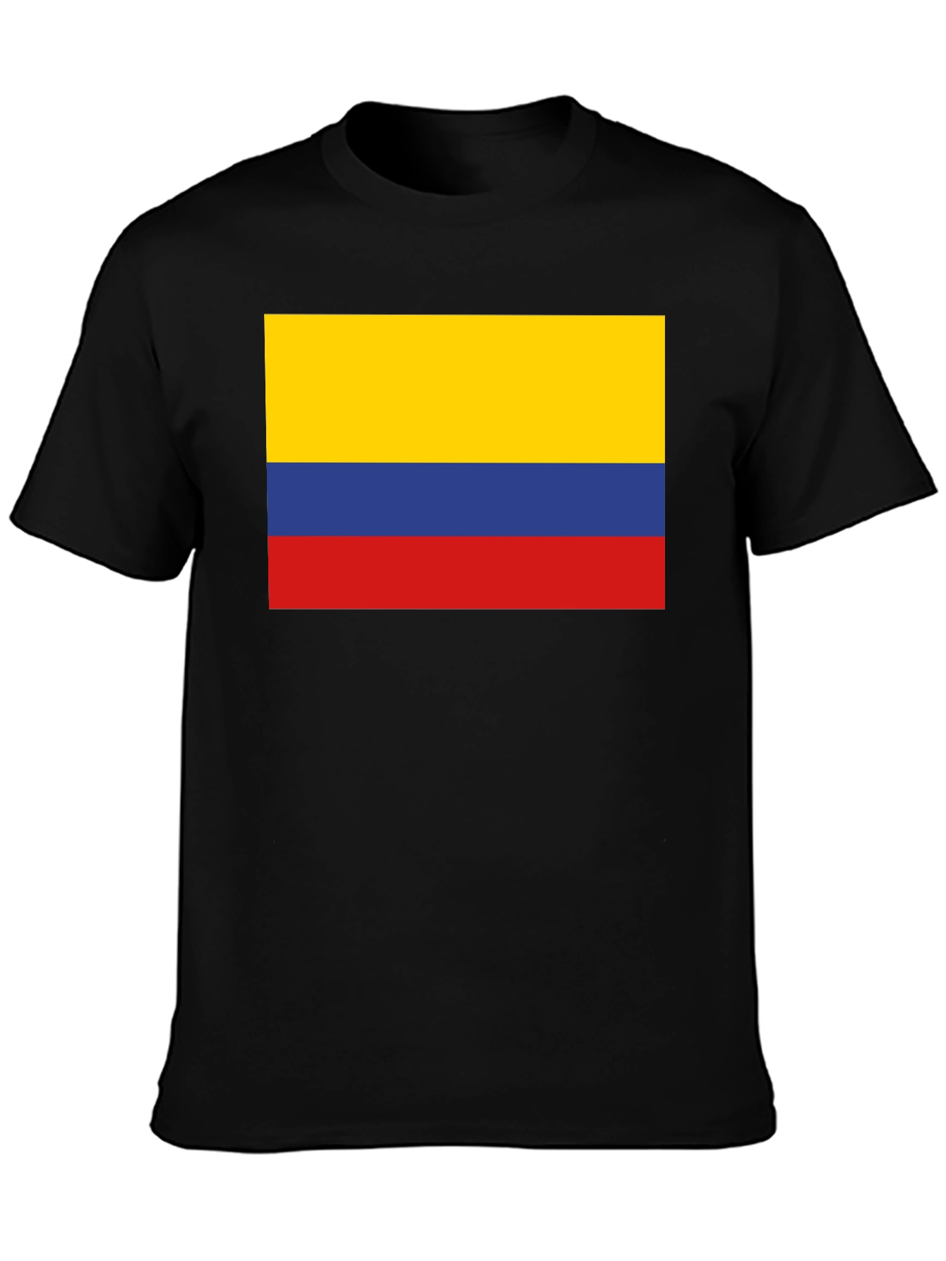 Colombia Flag Graphic Tee - Black Cotton T-Shirt