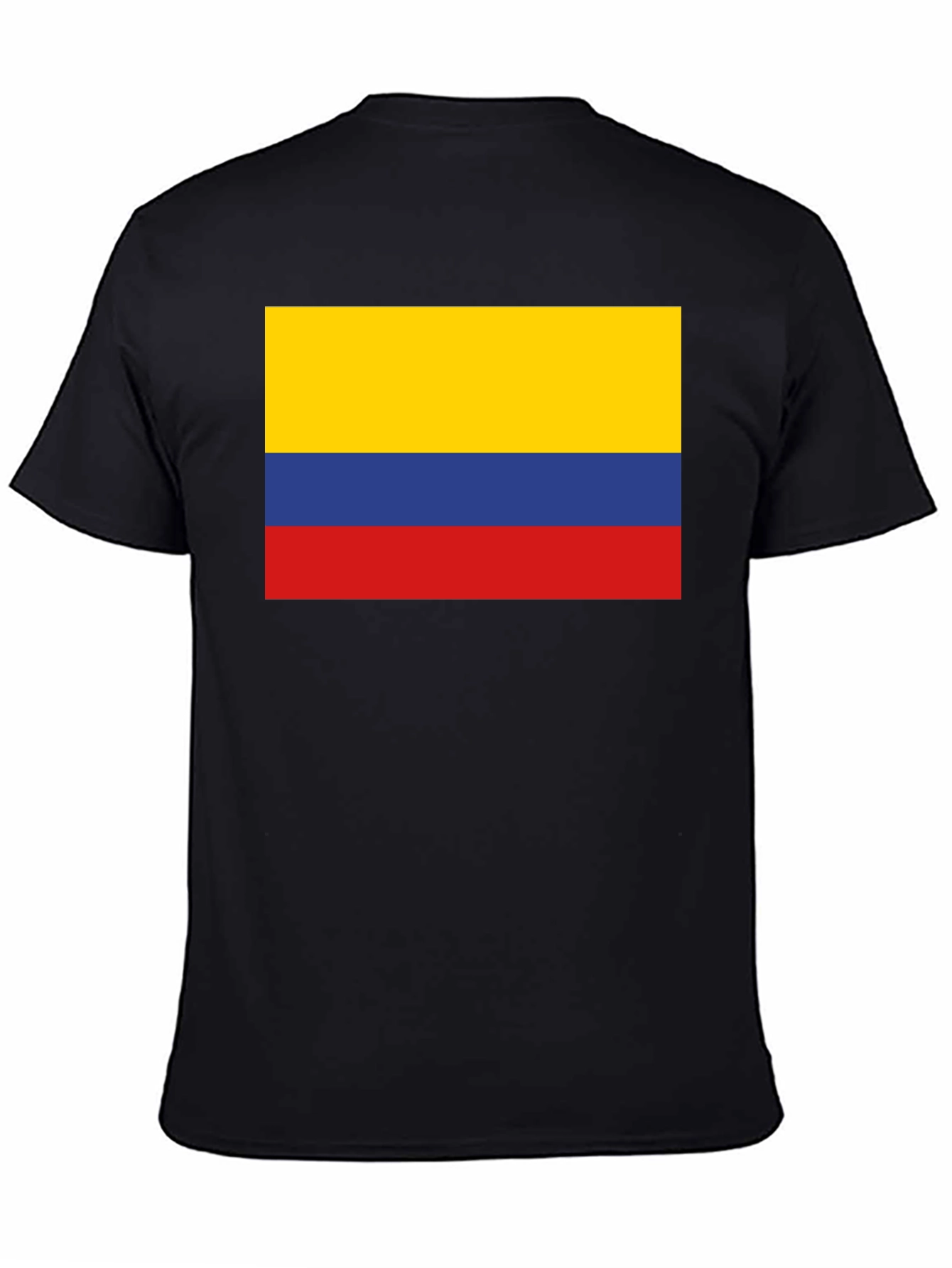 Colombia Flag Graphic Tee - Black Cotton T-Shirt
