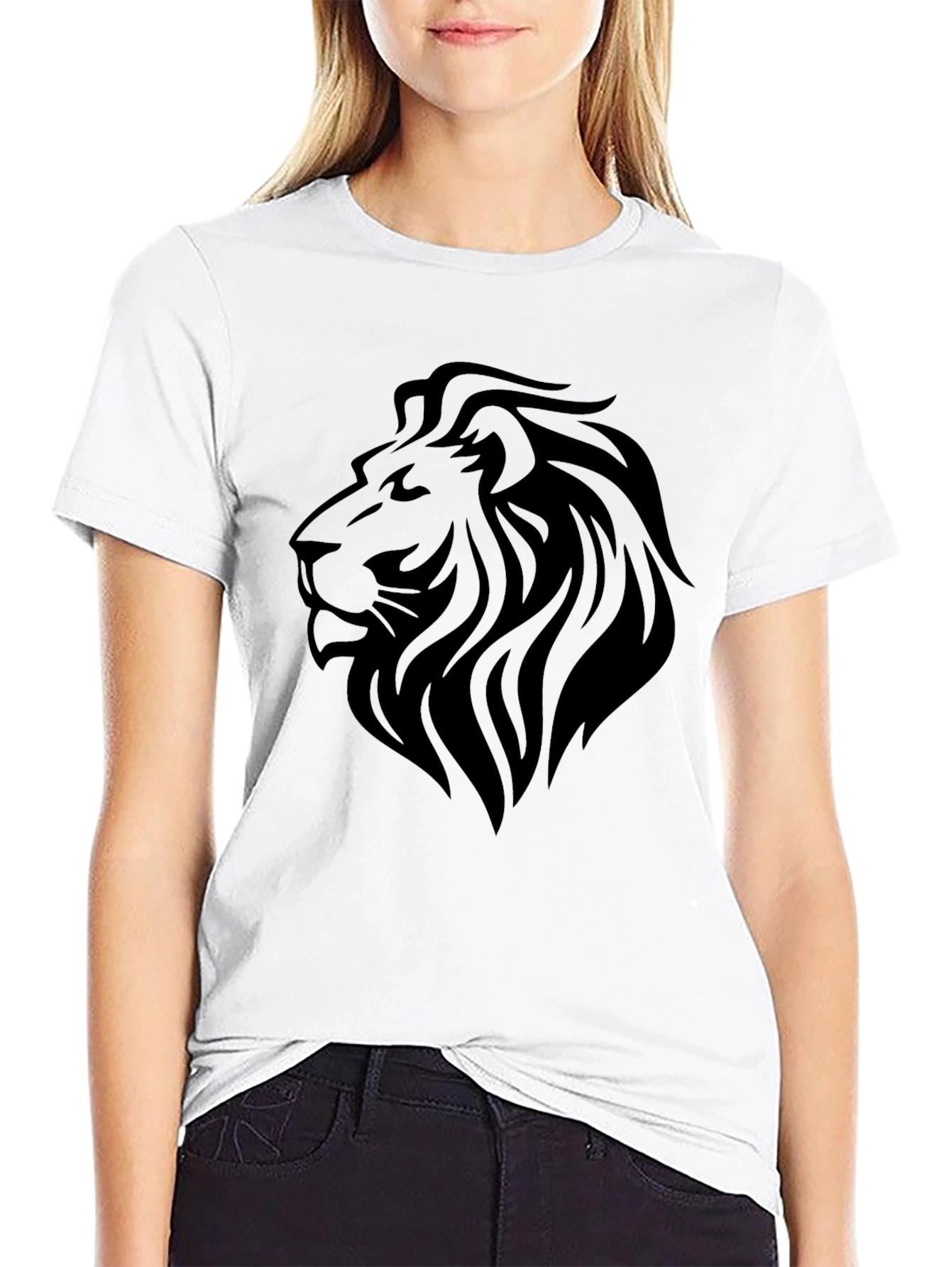 Black Lion Graphic Print T-Shirt