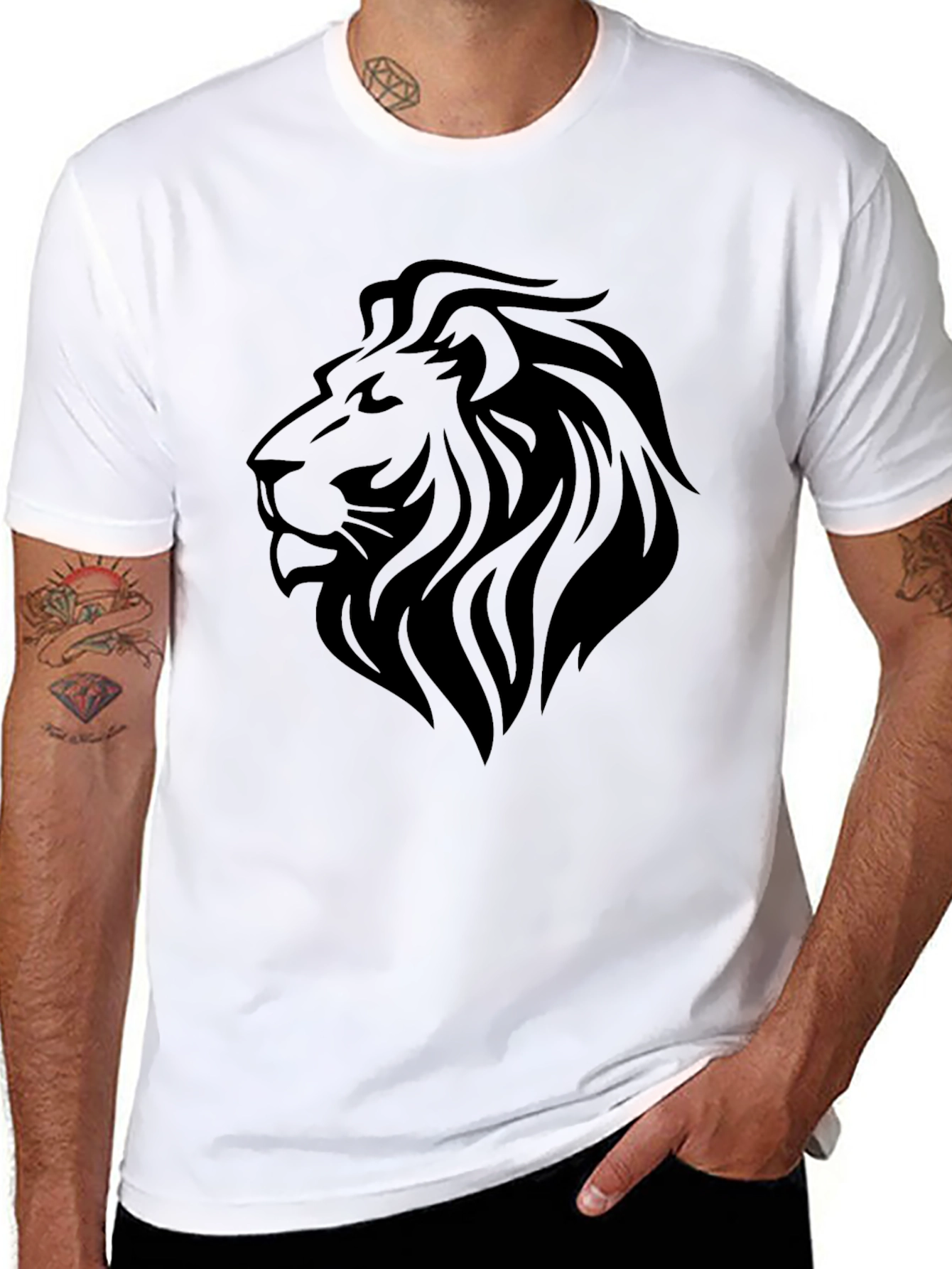 Black Lion Graphic Print T-Shirt