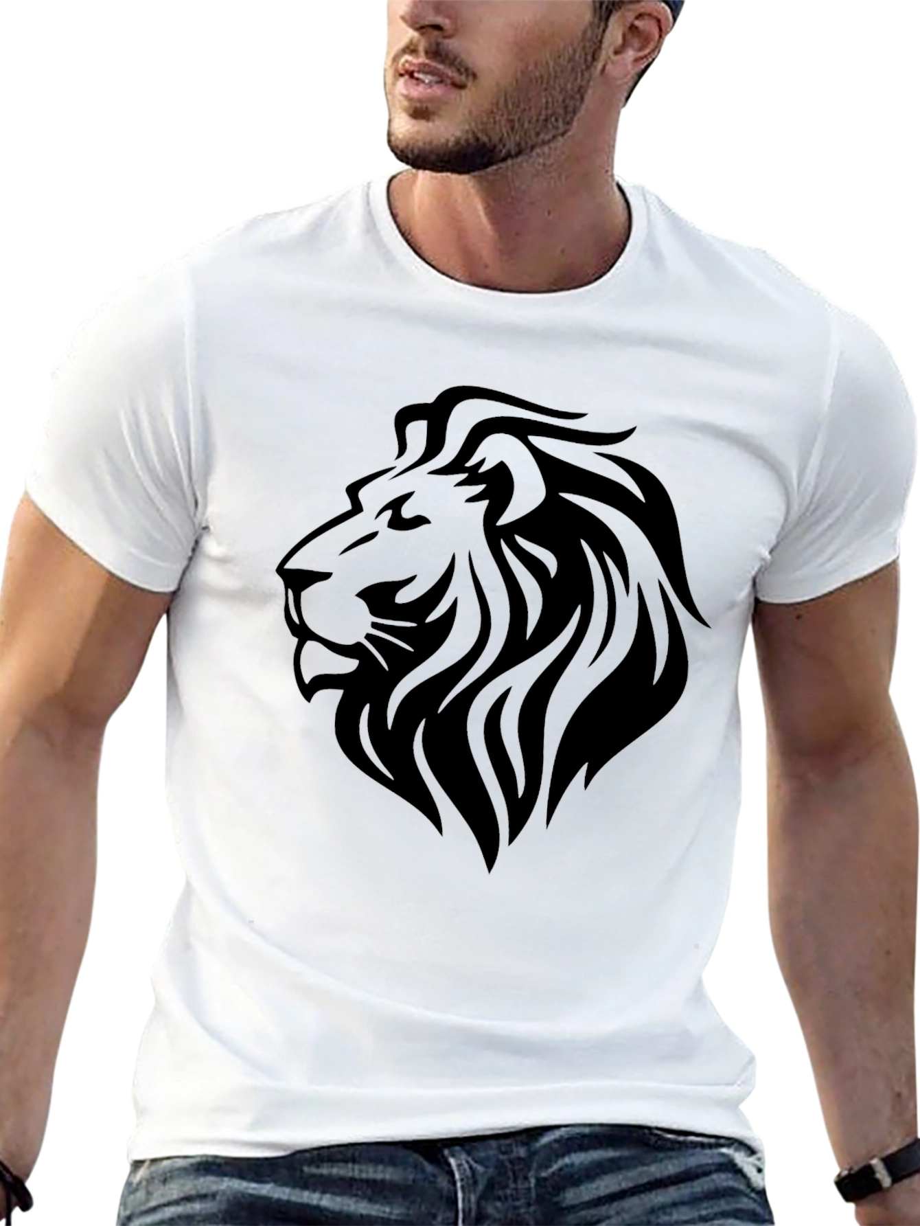 Black Lion Graphic Print T-Shirt