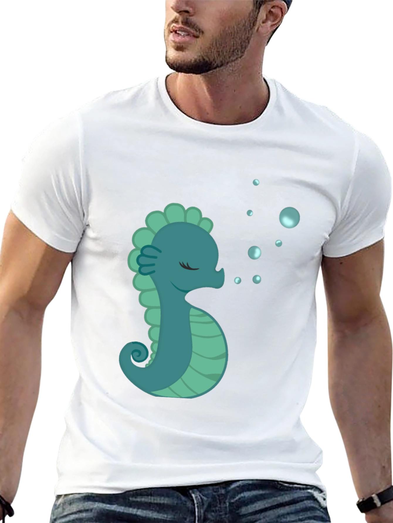 Seahorse Graphic T-Shirt - Black Cotton Tee