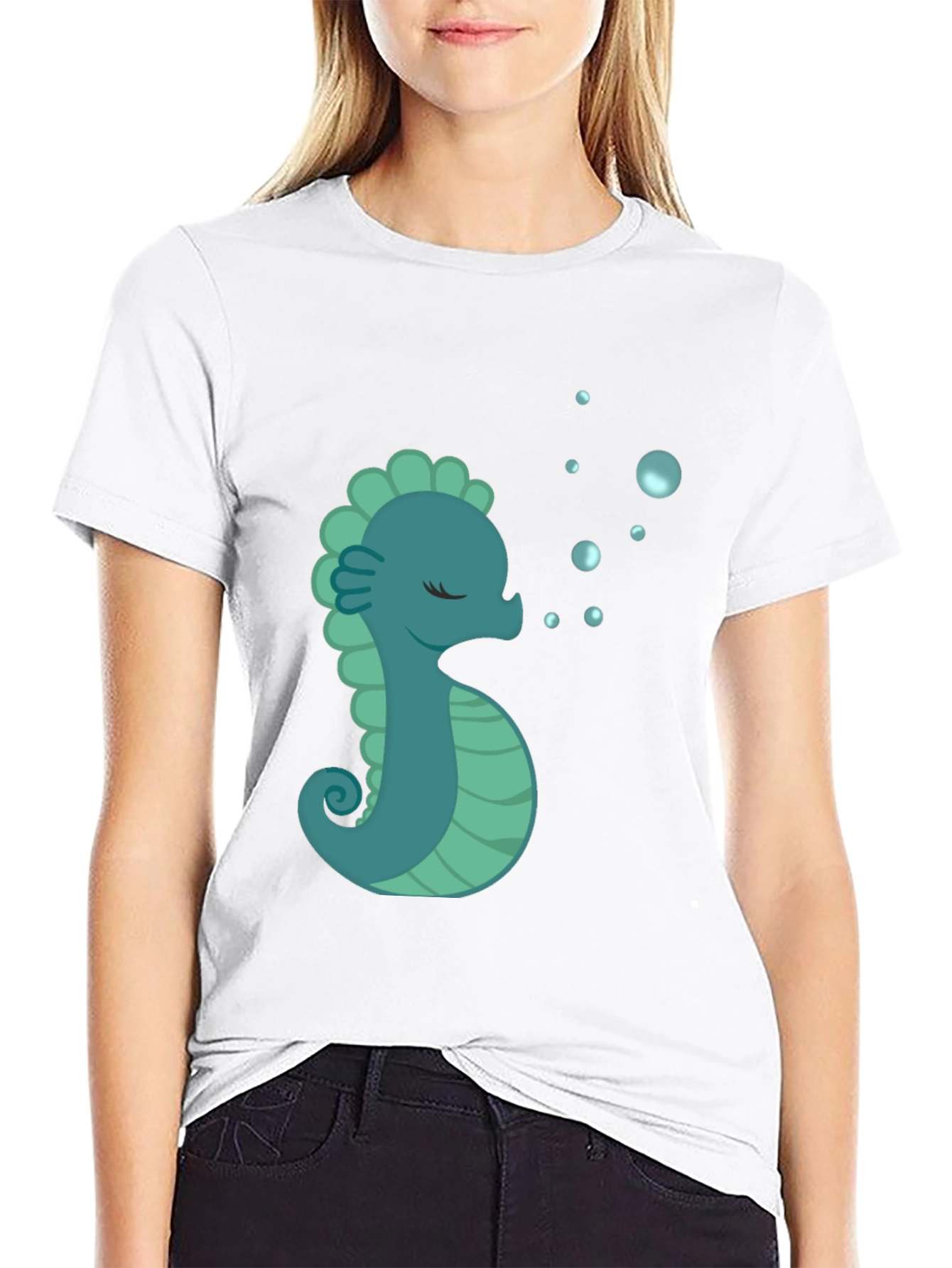 Seahorse Graphic T-Shirt - Black Cotton Tee
