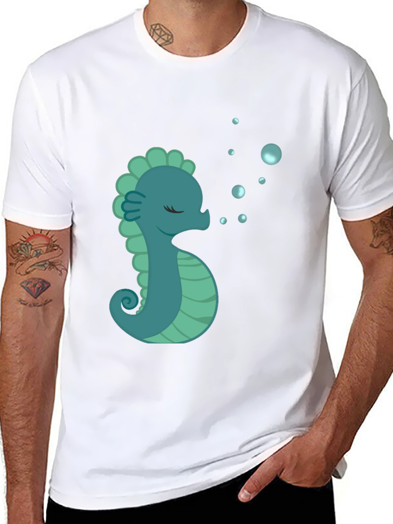 Seahorse Graphic T-Shirt - Black Cotton Tee