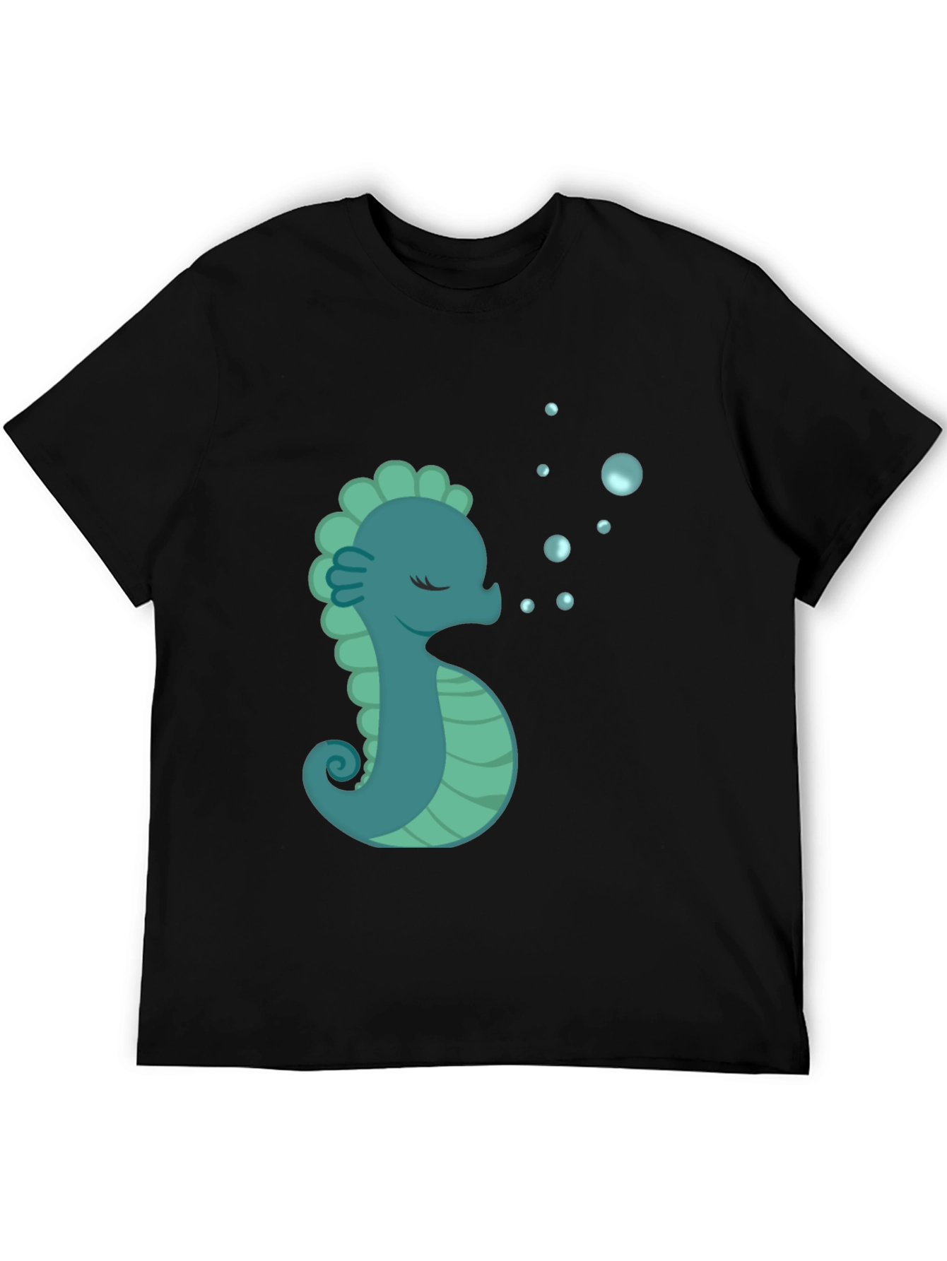 Seahorse Graphic T-Shirt - Black Cotton Tee