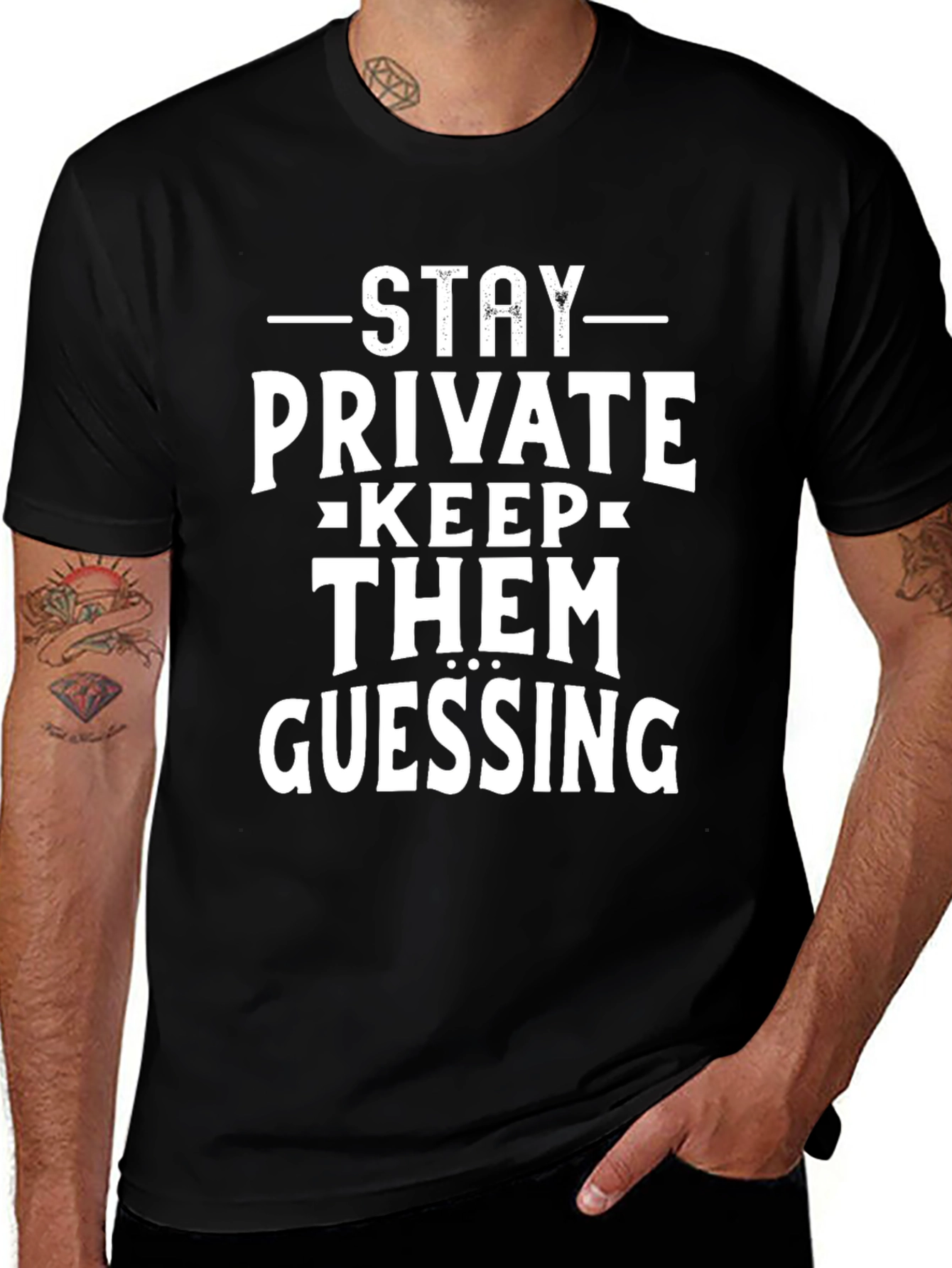 Stay Private Keep Them Guessing Black Tee