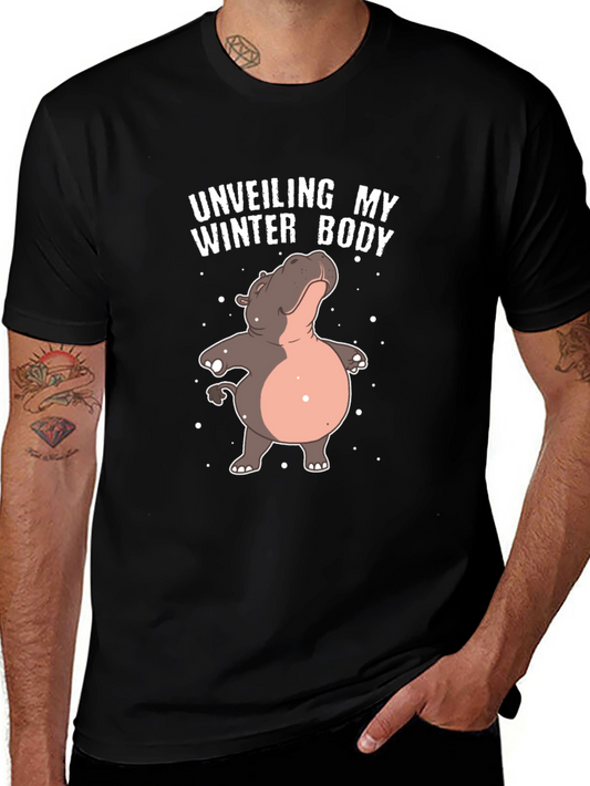 Unveiling My Winter Body Funny Hippo T-Shirt