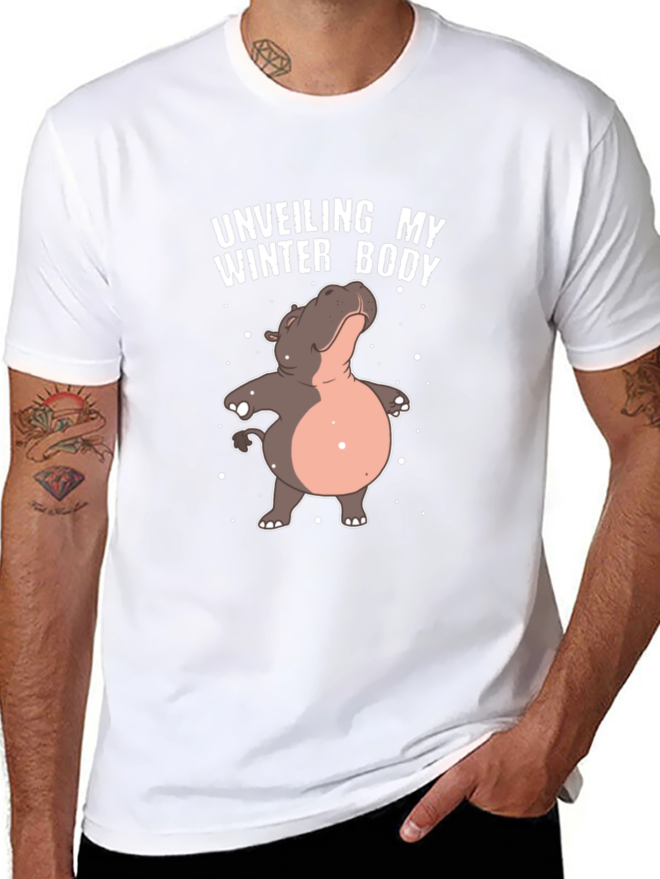 Unveiling My Winter Body Funny Hippo T-Shirt