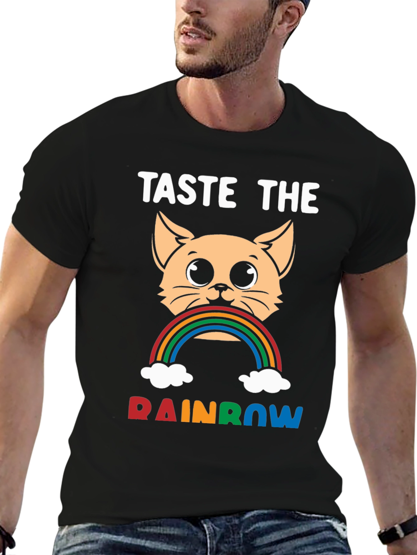 Taste the Rainbow Cat Graphic T-Shirt