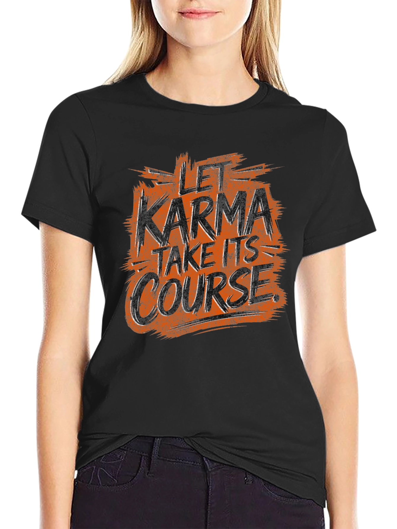 Let Karma Take Its Course Black Graphic Tee